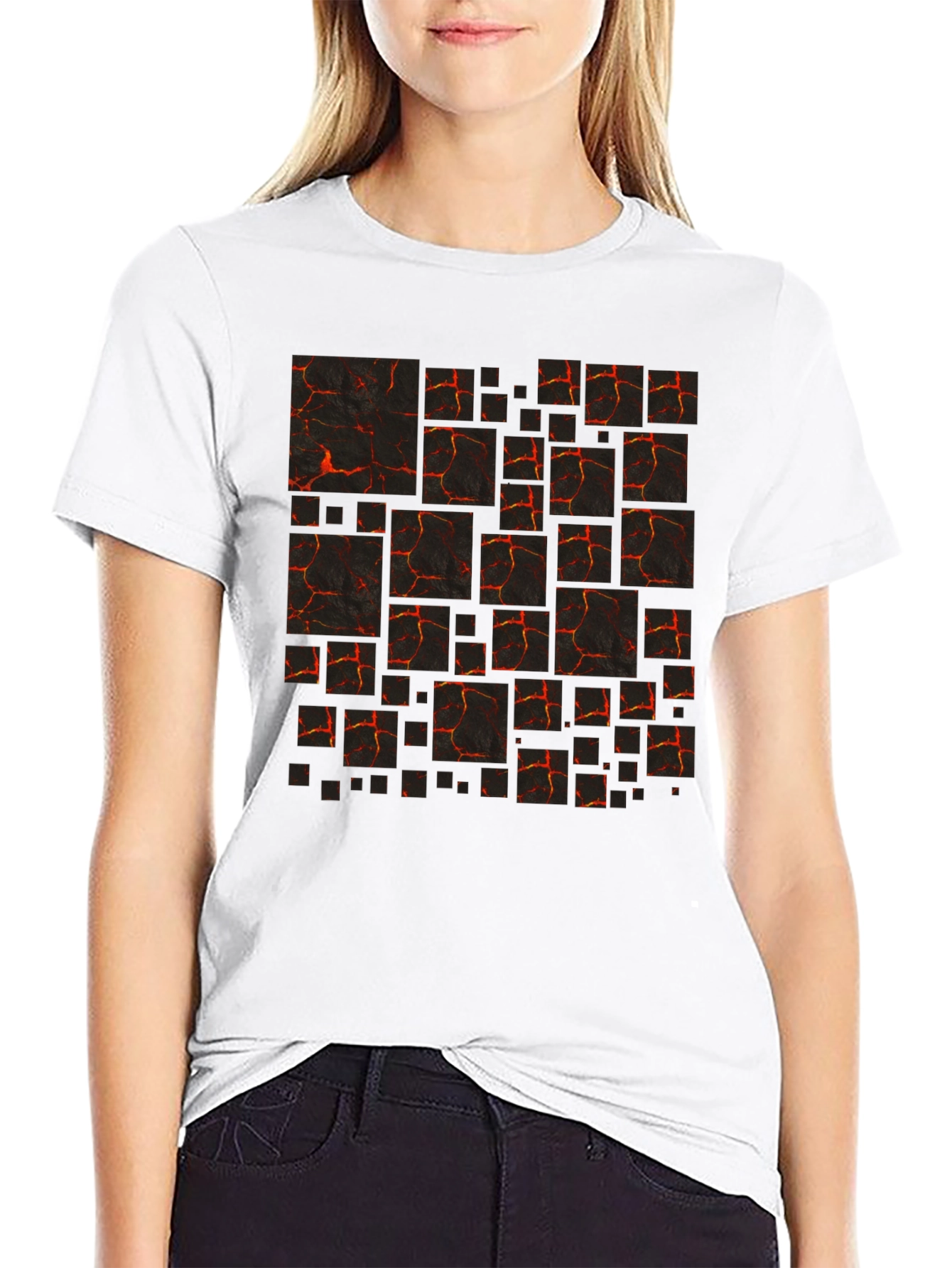 Lava Block Print Mens Black T-Shirt