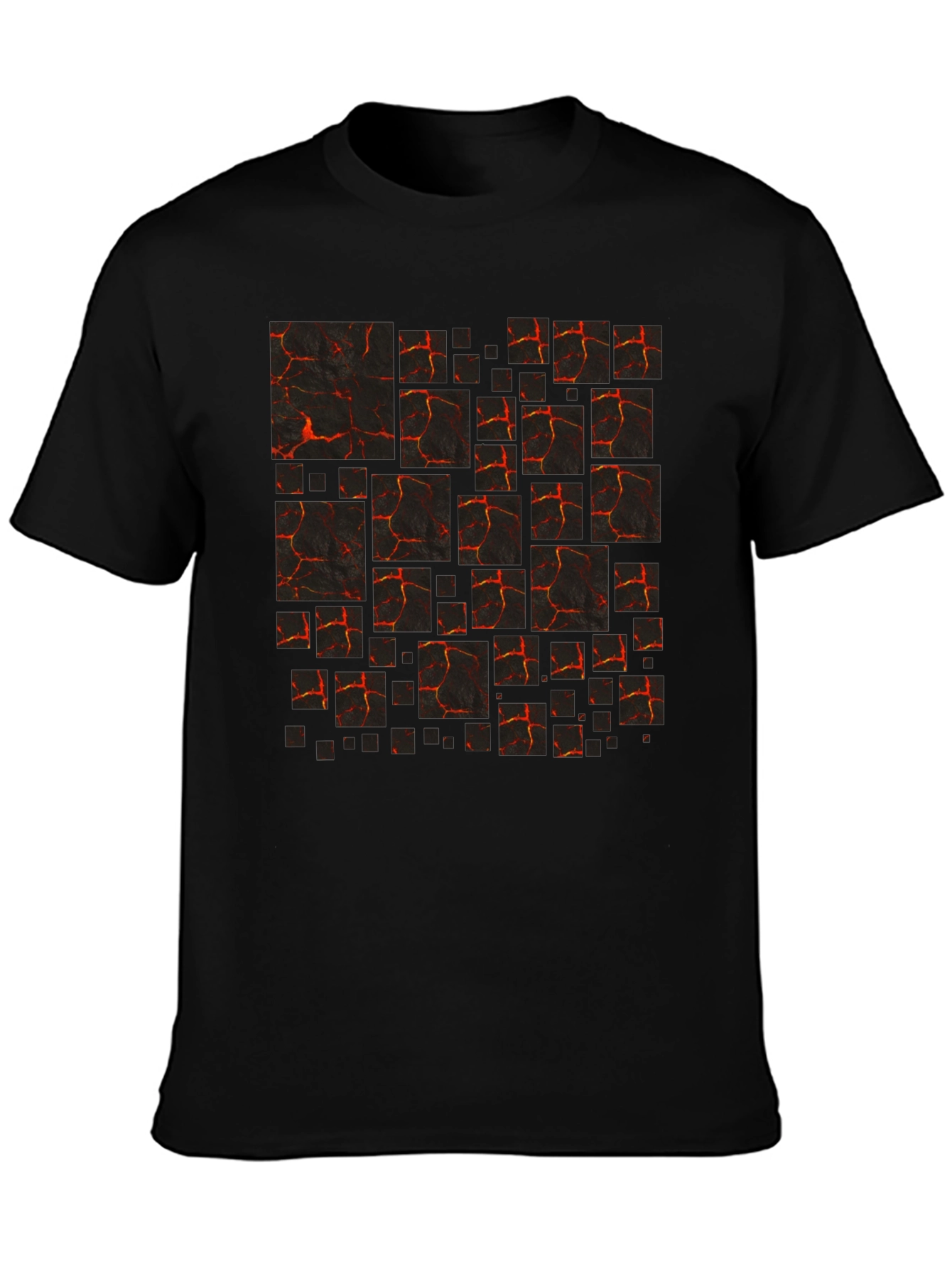 Lava Block Print Mens Black T-Shirt
