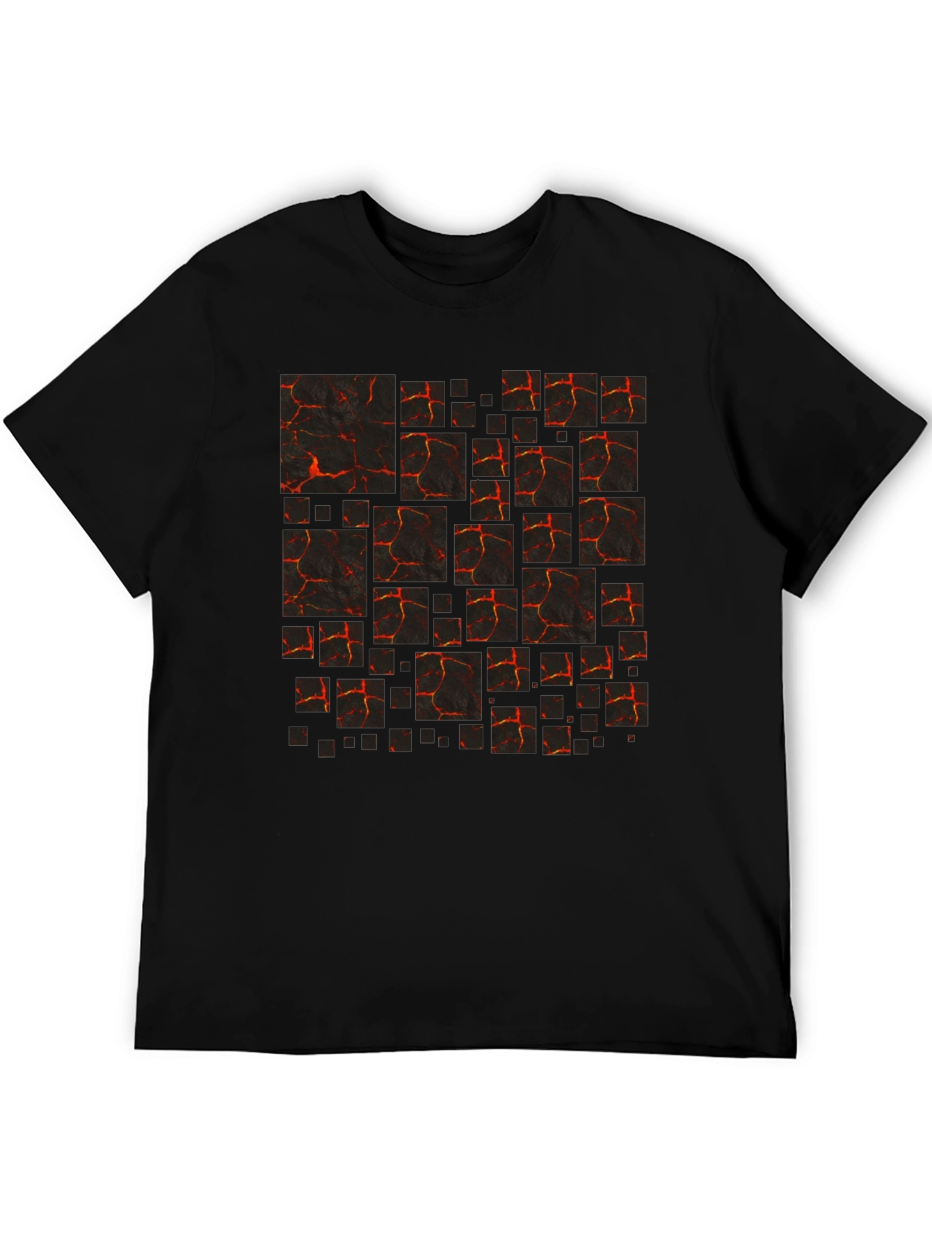 Lava Block Print Mens Black T-Shirt
