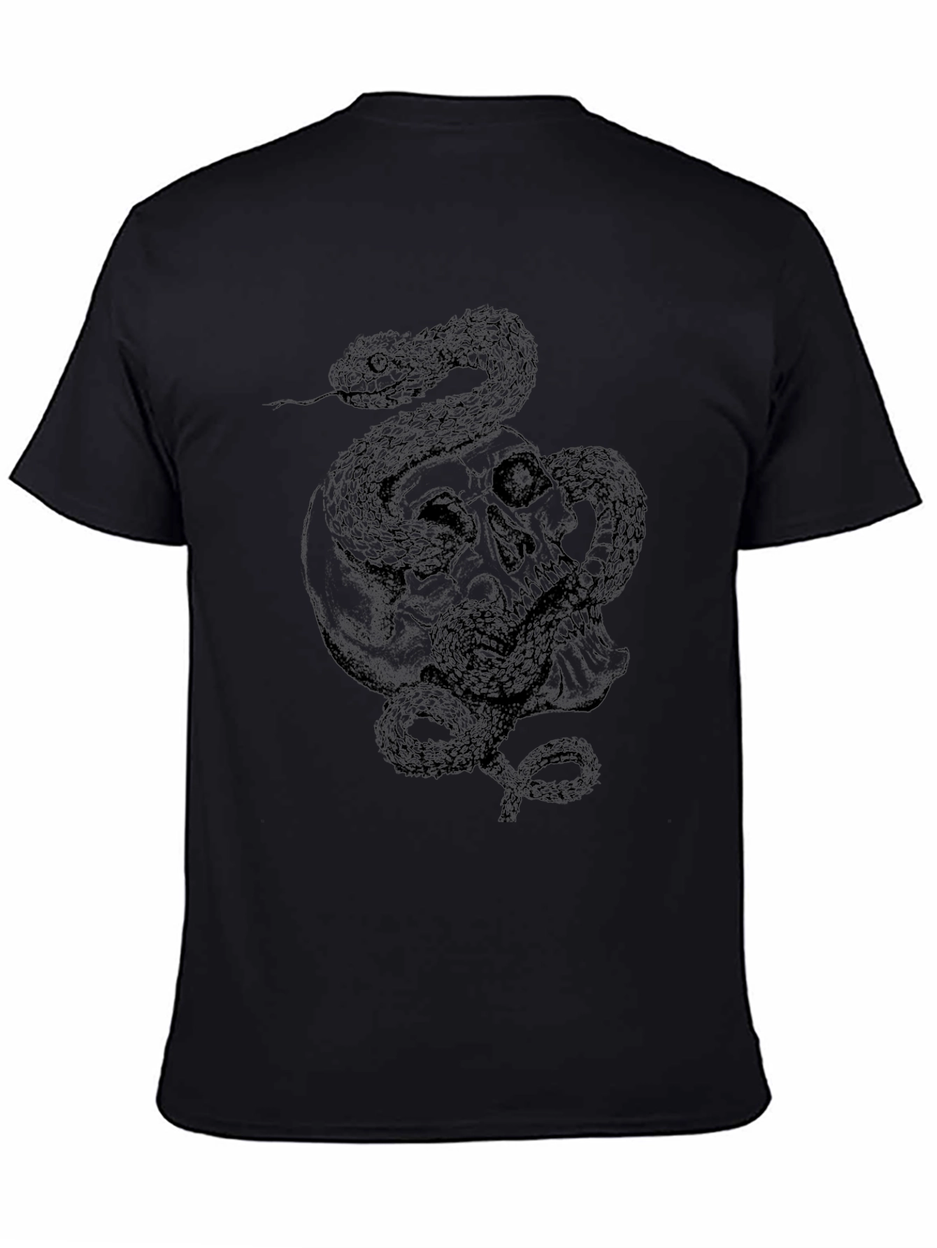 Skull and Snake Graphic Black T-Shirt