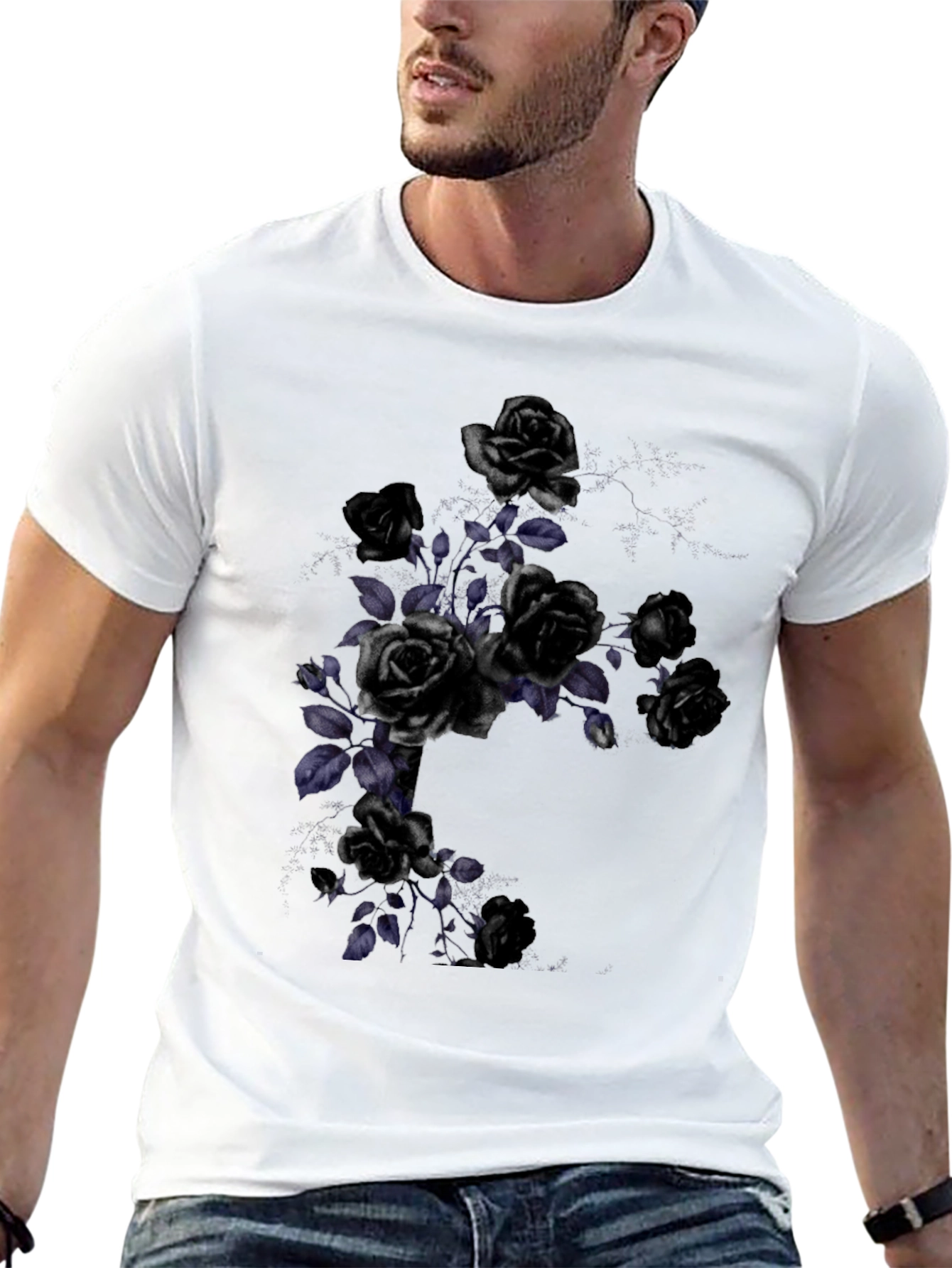 Black Rose Graphic T-Shirt - Gothic Style