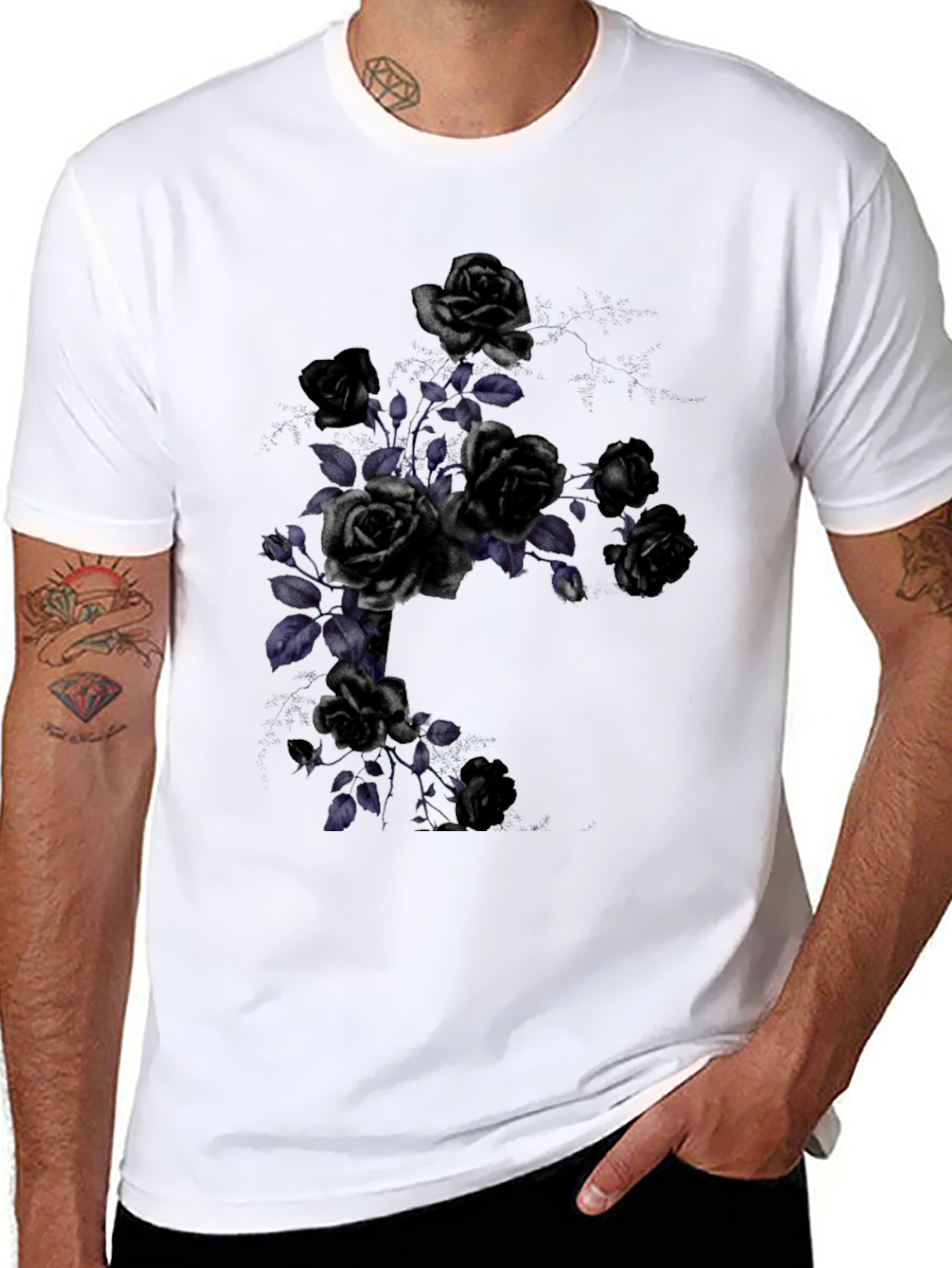 Black Rose Graphic T-Shirt - Gothic Style