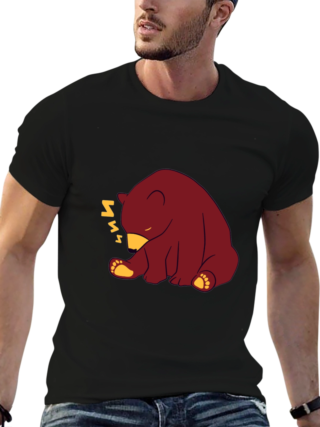 Sleepy Bear Graphic T-Shirt - Comfy Cotton Blend