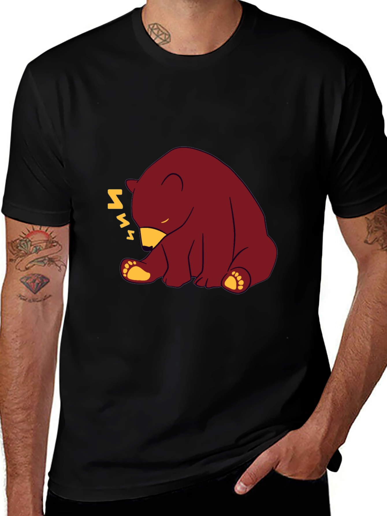 Sleepy Bear Graphic T-Shirt - Comfy Cotton Blend