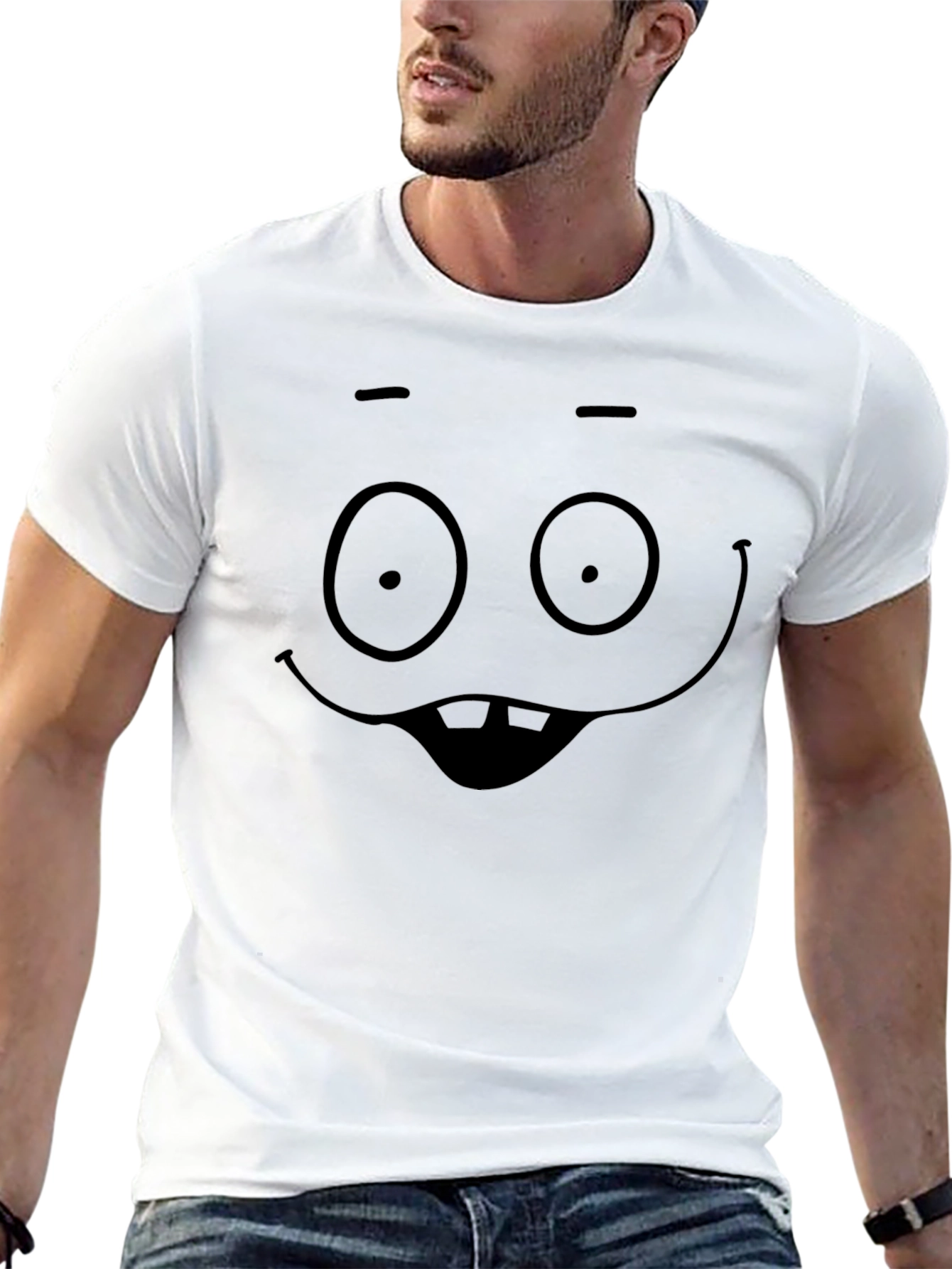 Funny Cartoon Face Black T-Shirt