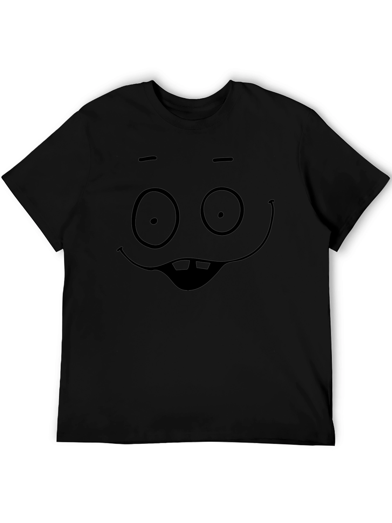 Funny Cartoon Face Black T-Shirt
