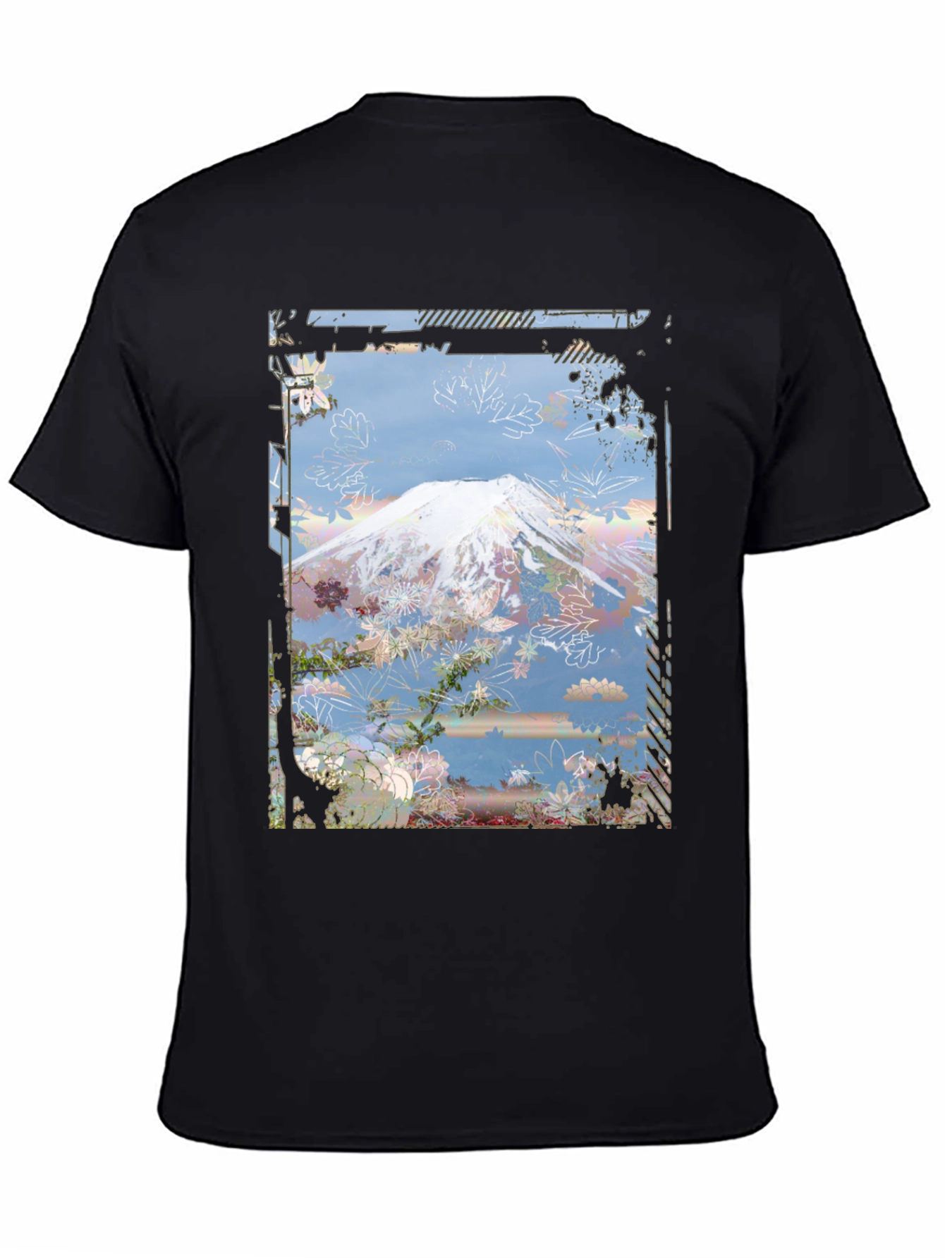 Mountain Floral Graphic Tee - Black