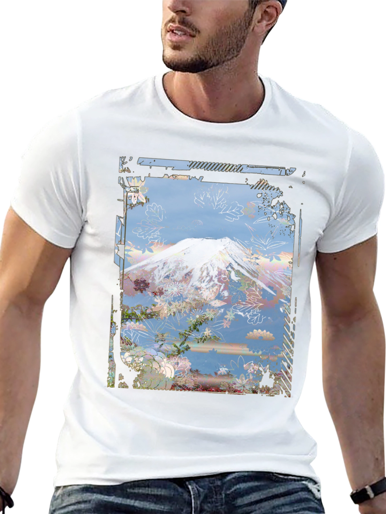 Mountain Floral Graphic Tee - Black
