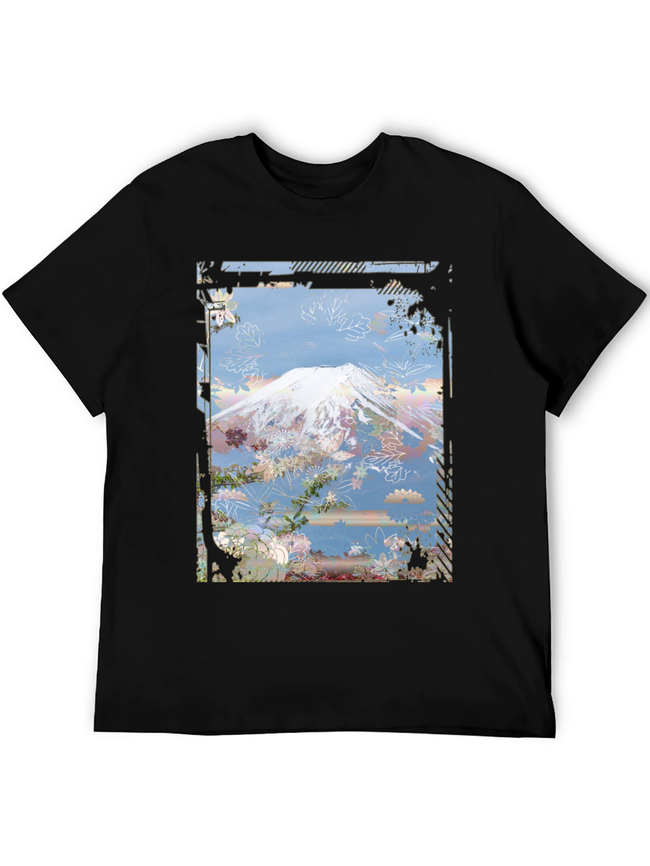 Mountain Floral Graphic Tee - Black