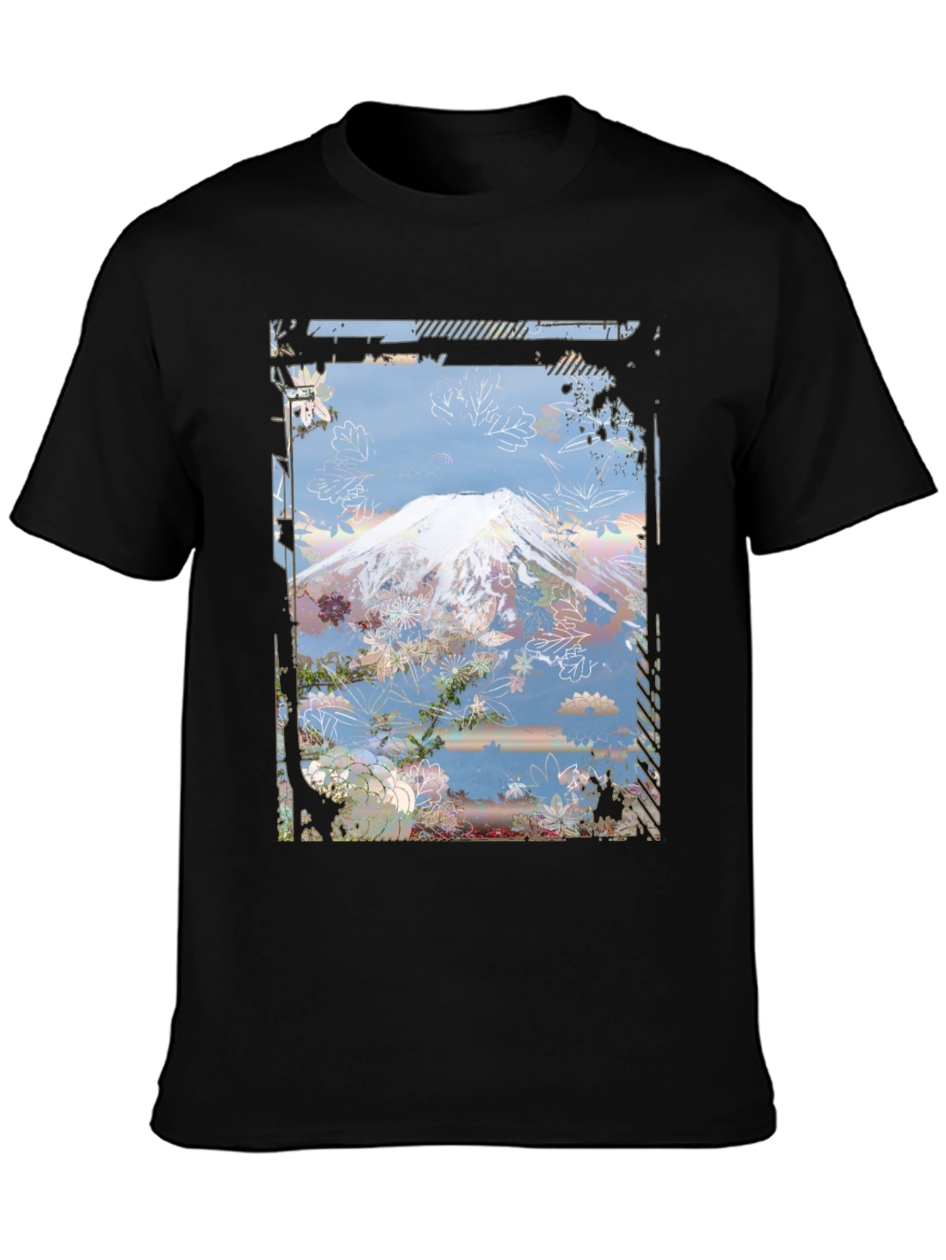 Mountain Floral Graphic Tee - Black
