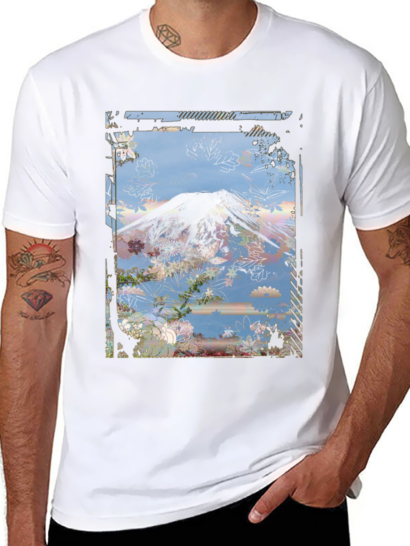 Mountain Floral Graphic Tee - Black