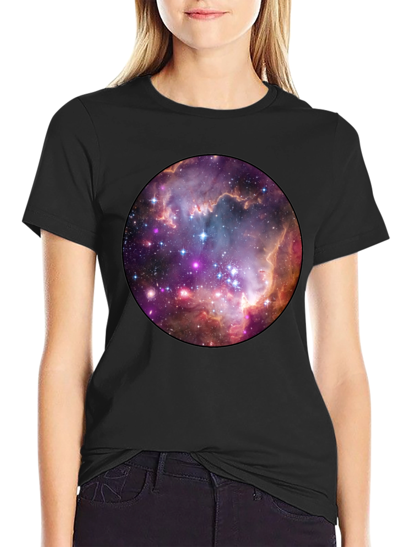 Nebula Space Print Black T-Shirt