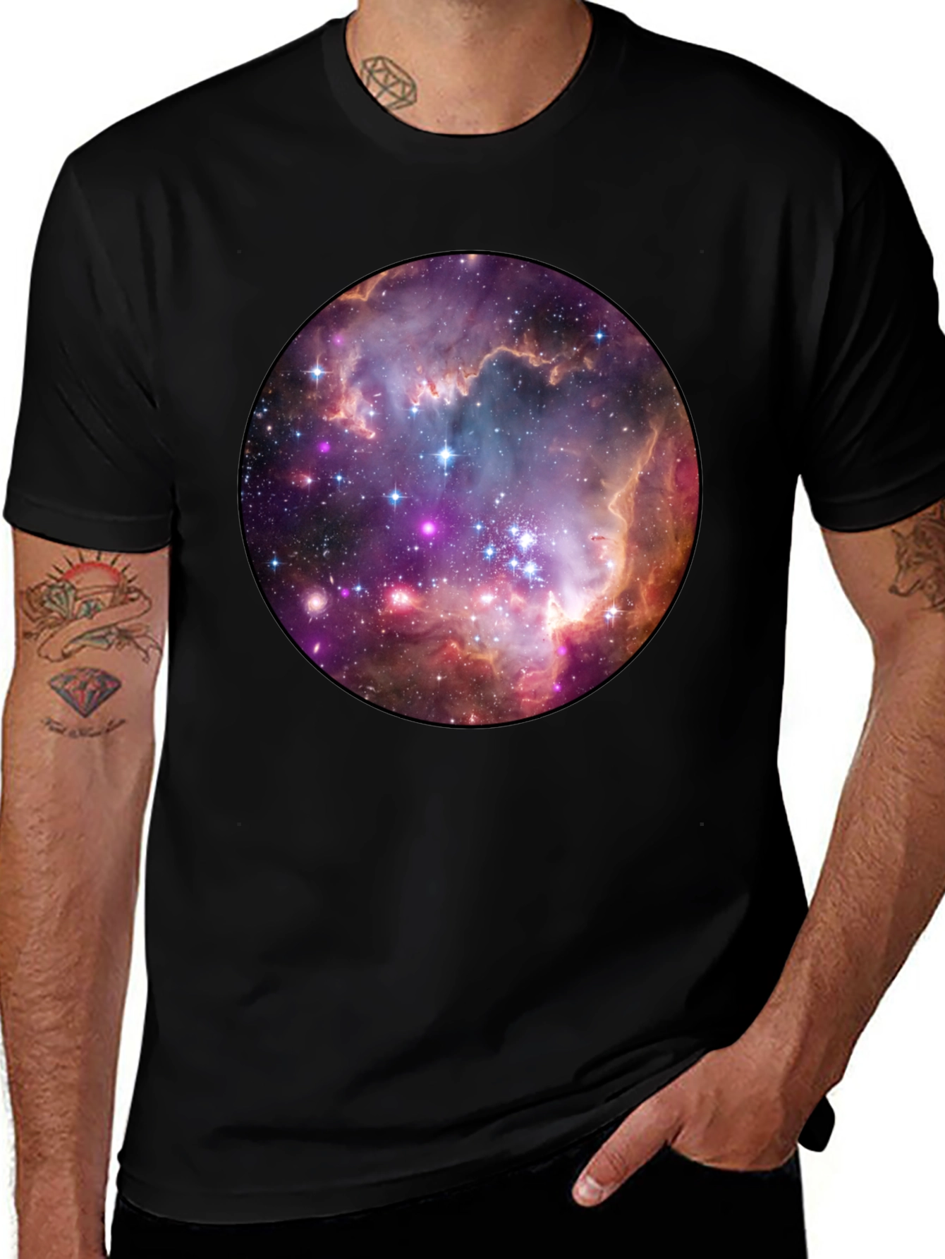 Nebula Space Print Black T-Shirt