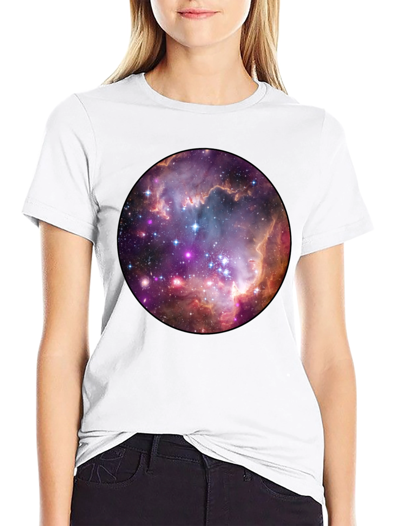 Nebula Space Print Black T-Shirt
