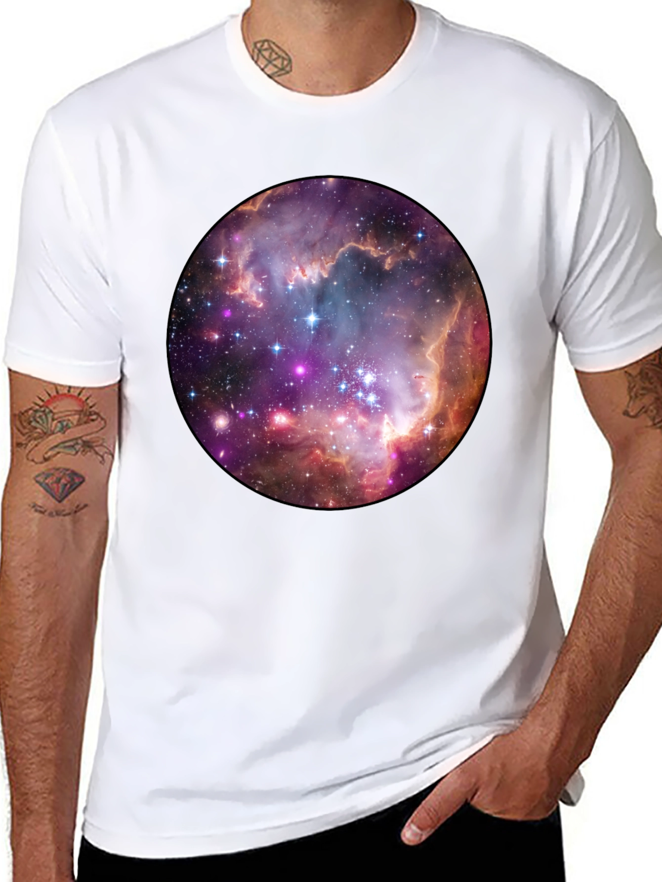 Nebula Space Print Black T-Shirt