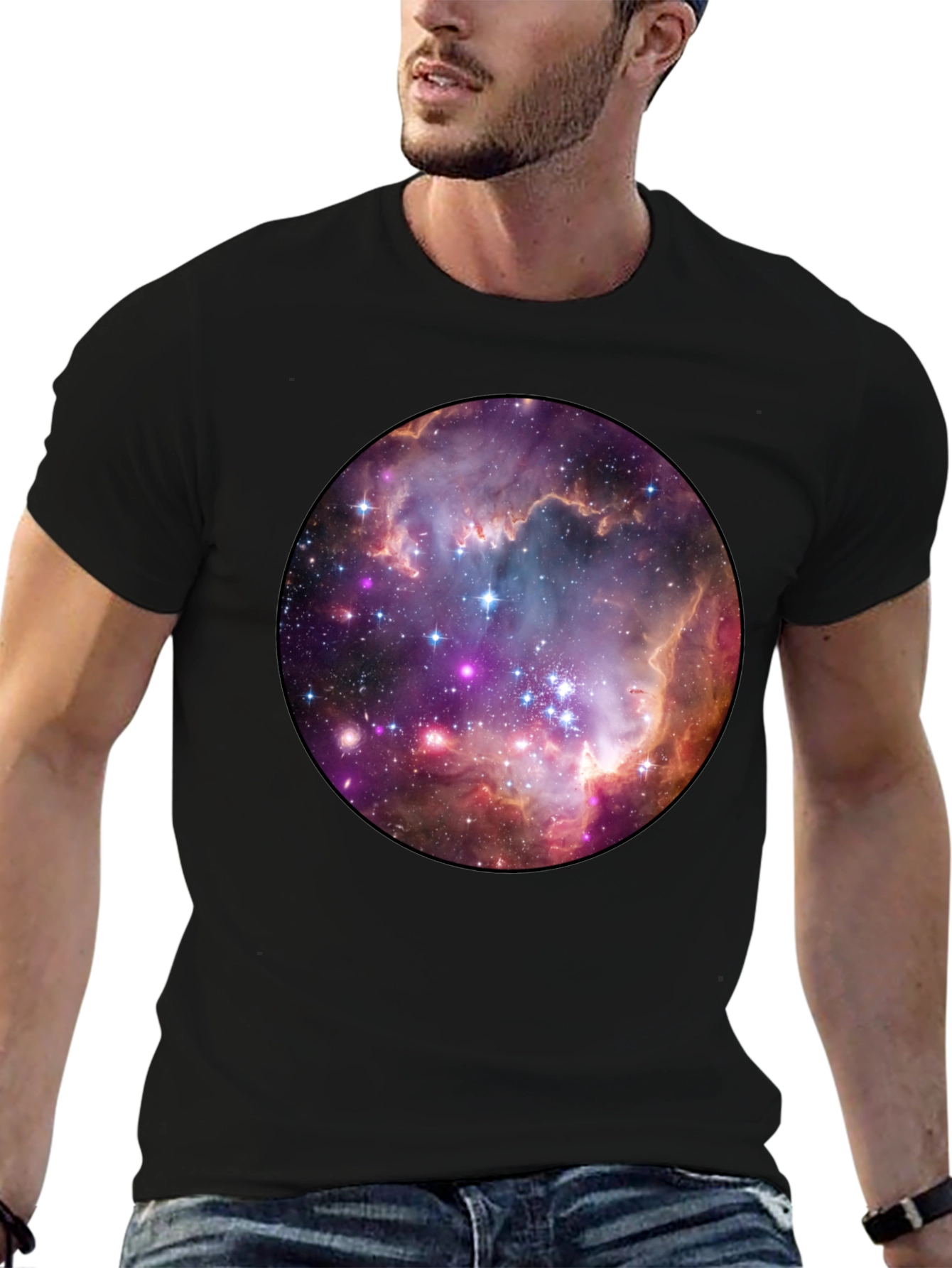 Nebula Space Print Black T-Shirt