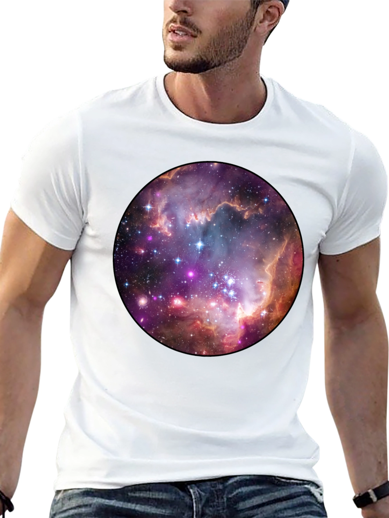 Nebula Space Print Black T-Shirt