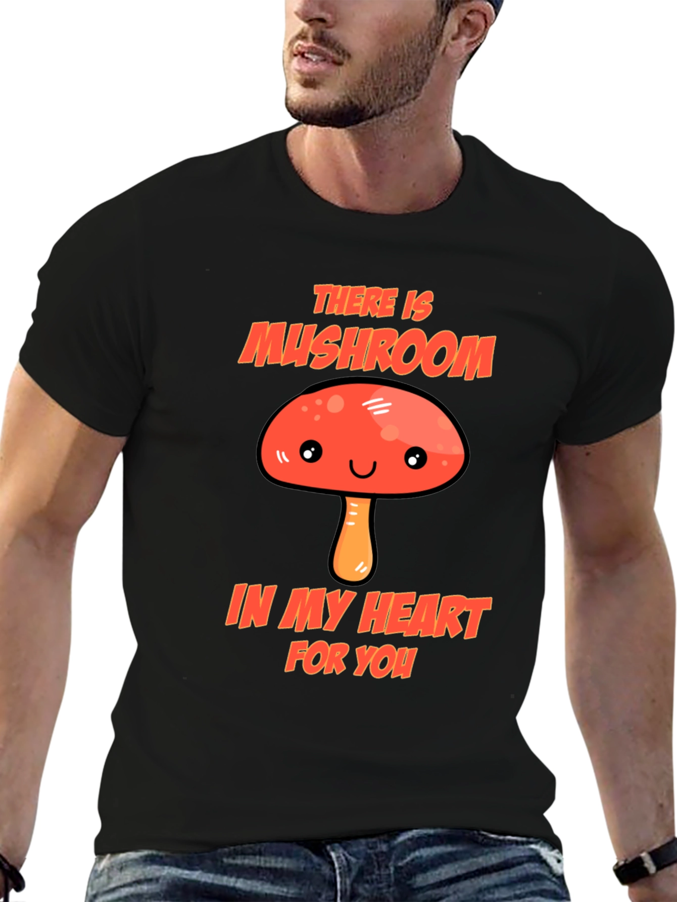 Mushroom Heart Graphic T-Shirt - Funny Valentines Day Gift