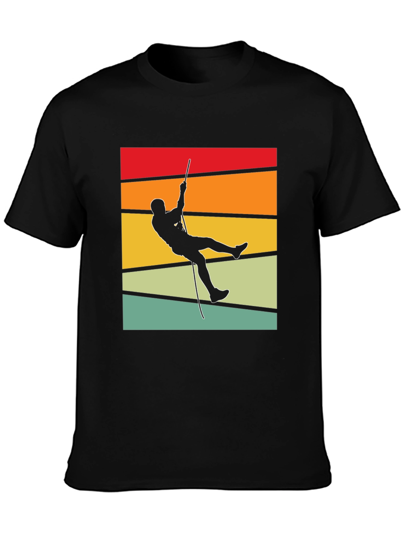 Retro Climber Graphic Tee - Black Cotton T-Shirt