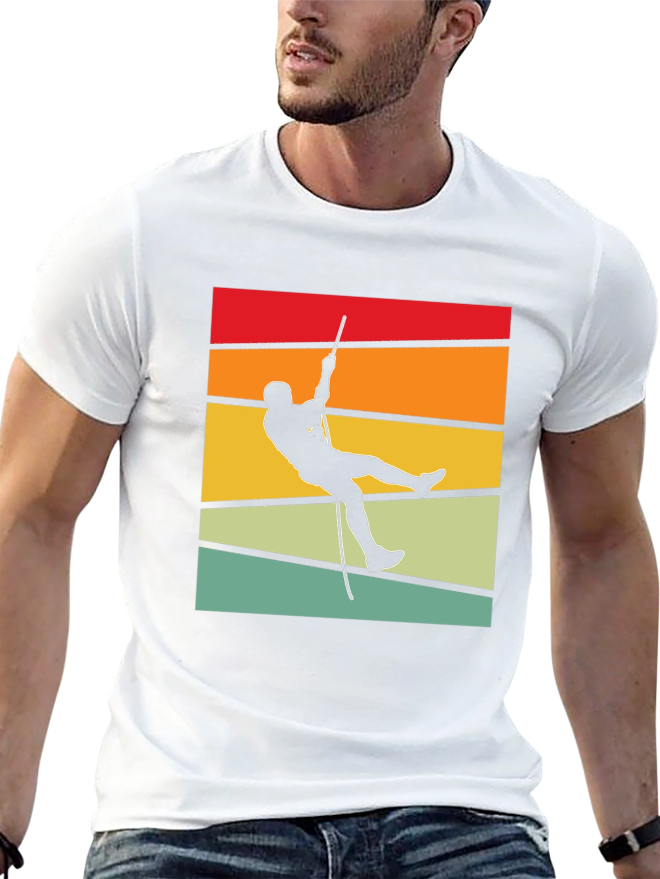 Retro Climber Graphic Tee - Black Cotton T-Shirt