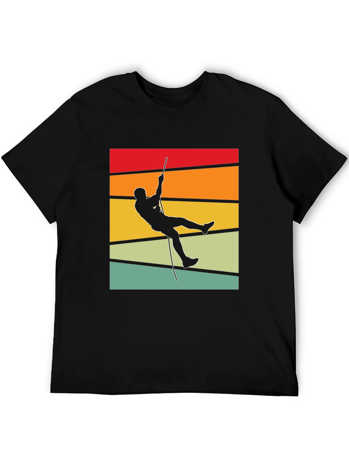 Retro Climber Graphic Tee - Black Cotton T-Shirt