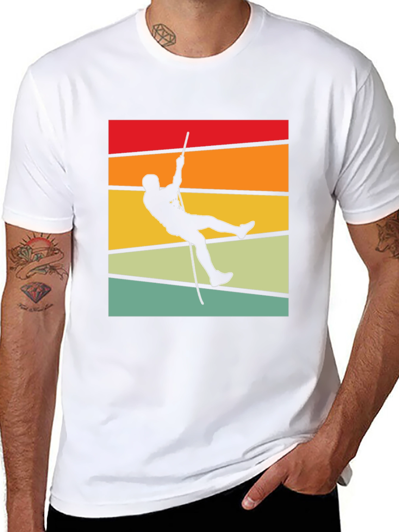 Retro Climber Graphic Tee - Black Cotton T-Shirt