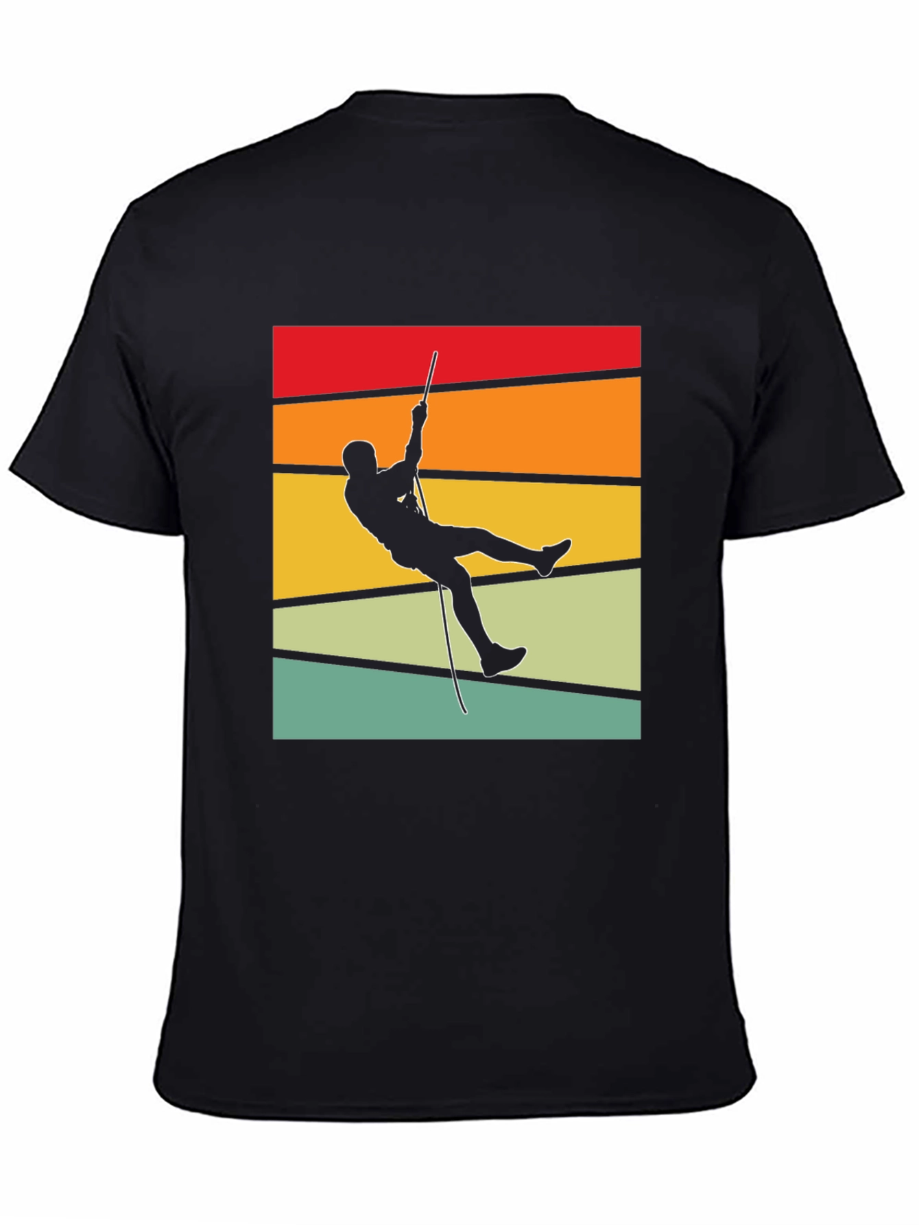 Retro Climber Graphic Tee - Black Cotton T-Shirt