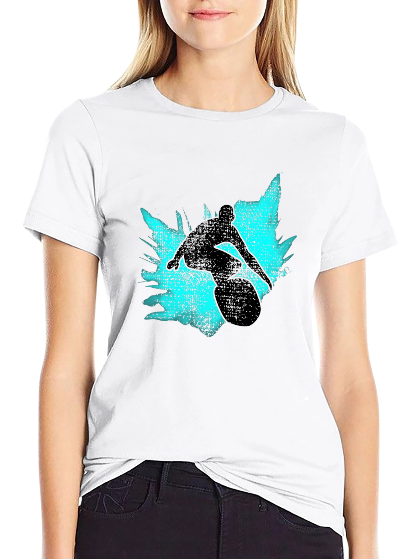 Surfer Silhouette Graphic Tee - Black