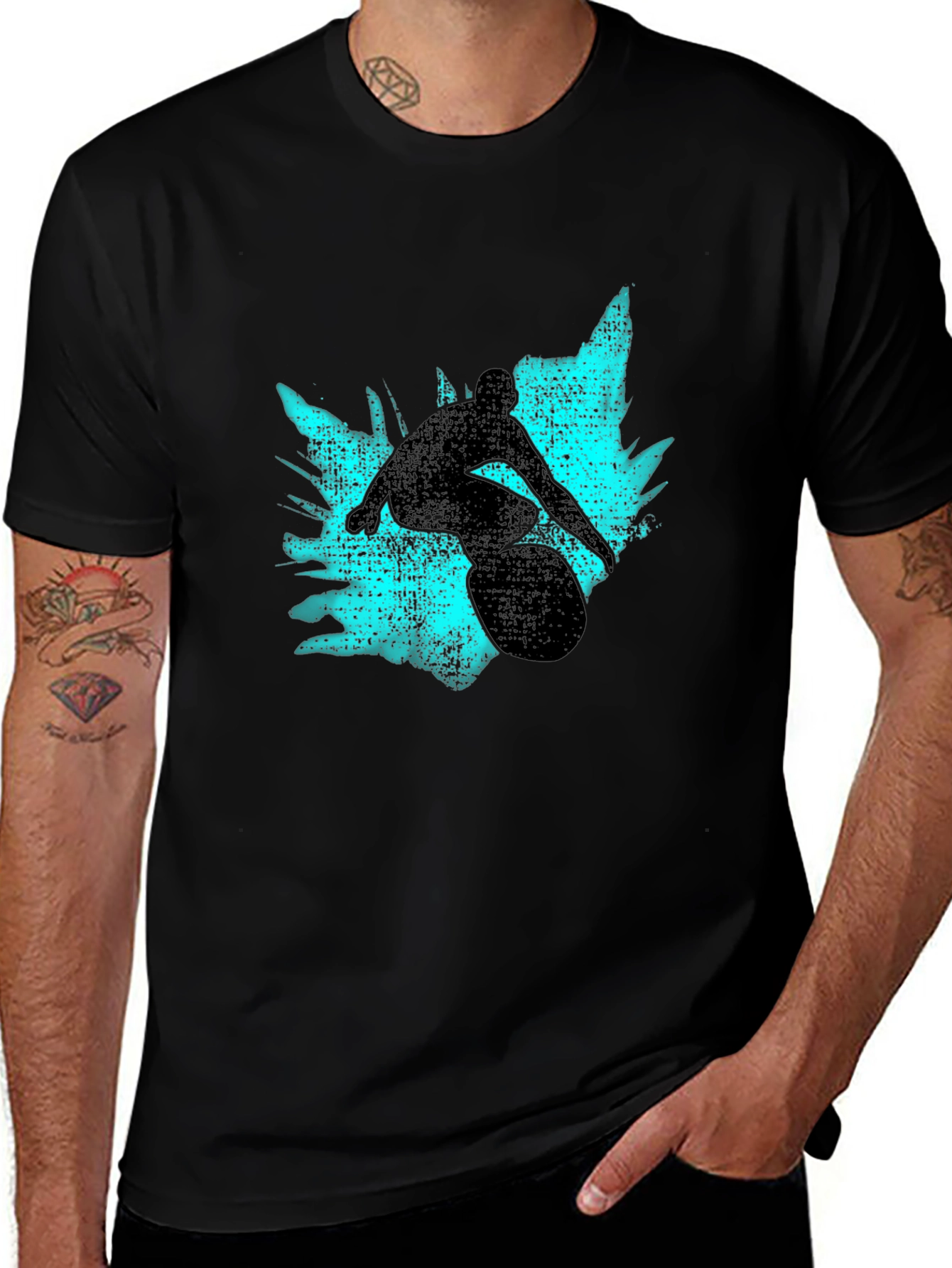 Surfer Silhouette Graphic Tee - Black