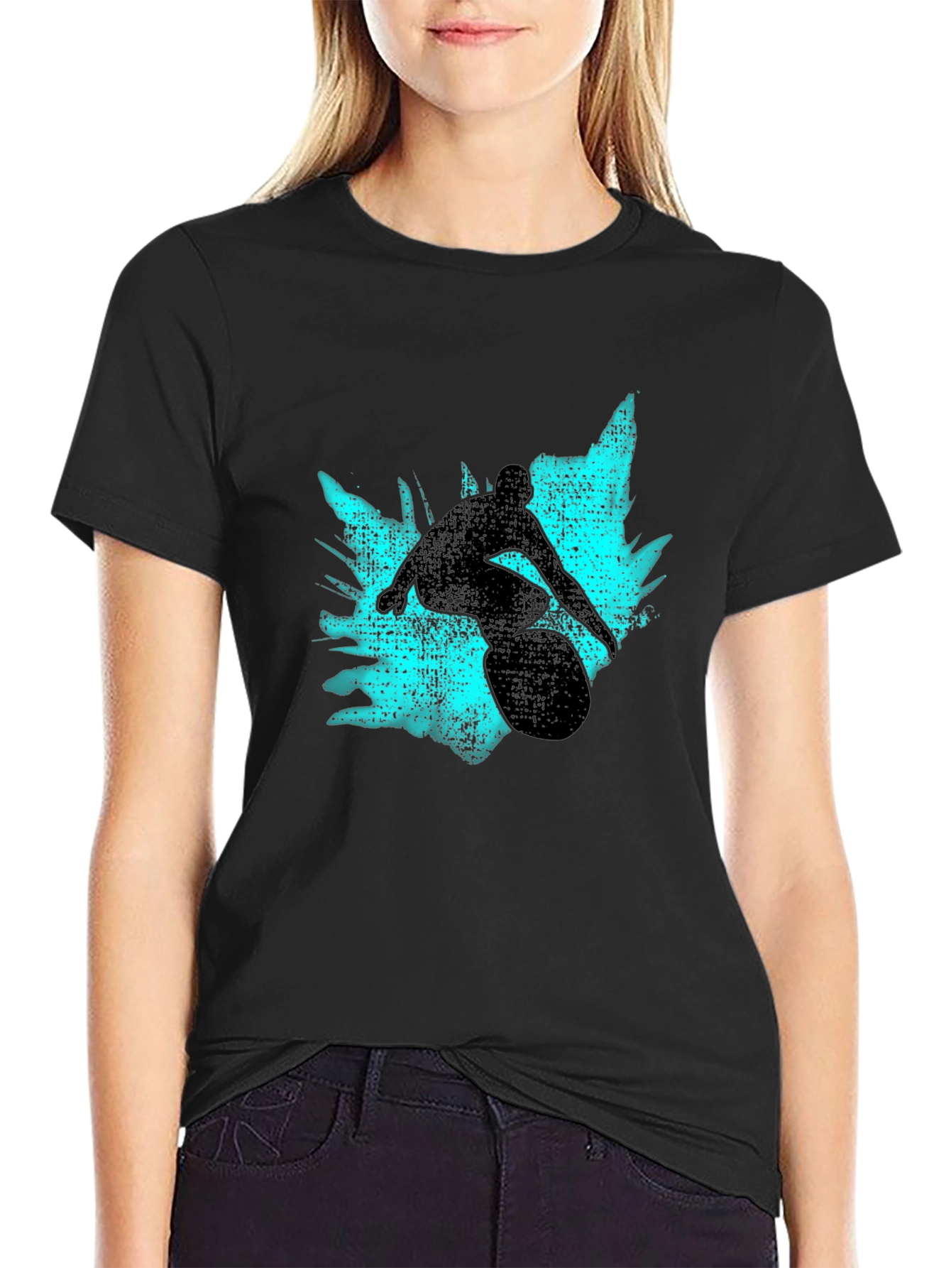 Surfer Silhouette Graphic Tee - Black