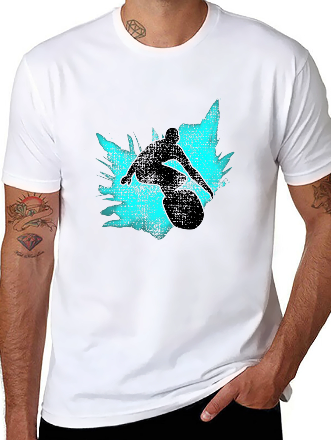 Surfer Silhouette Graphic Tee - Black