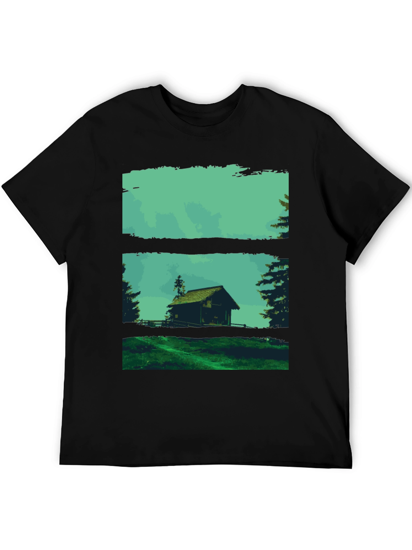 Nature Cabin Graphic Tee - Mens Black T-Shirt