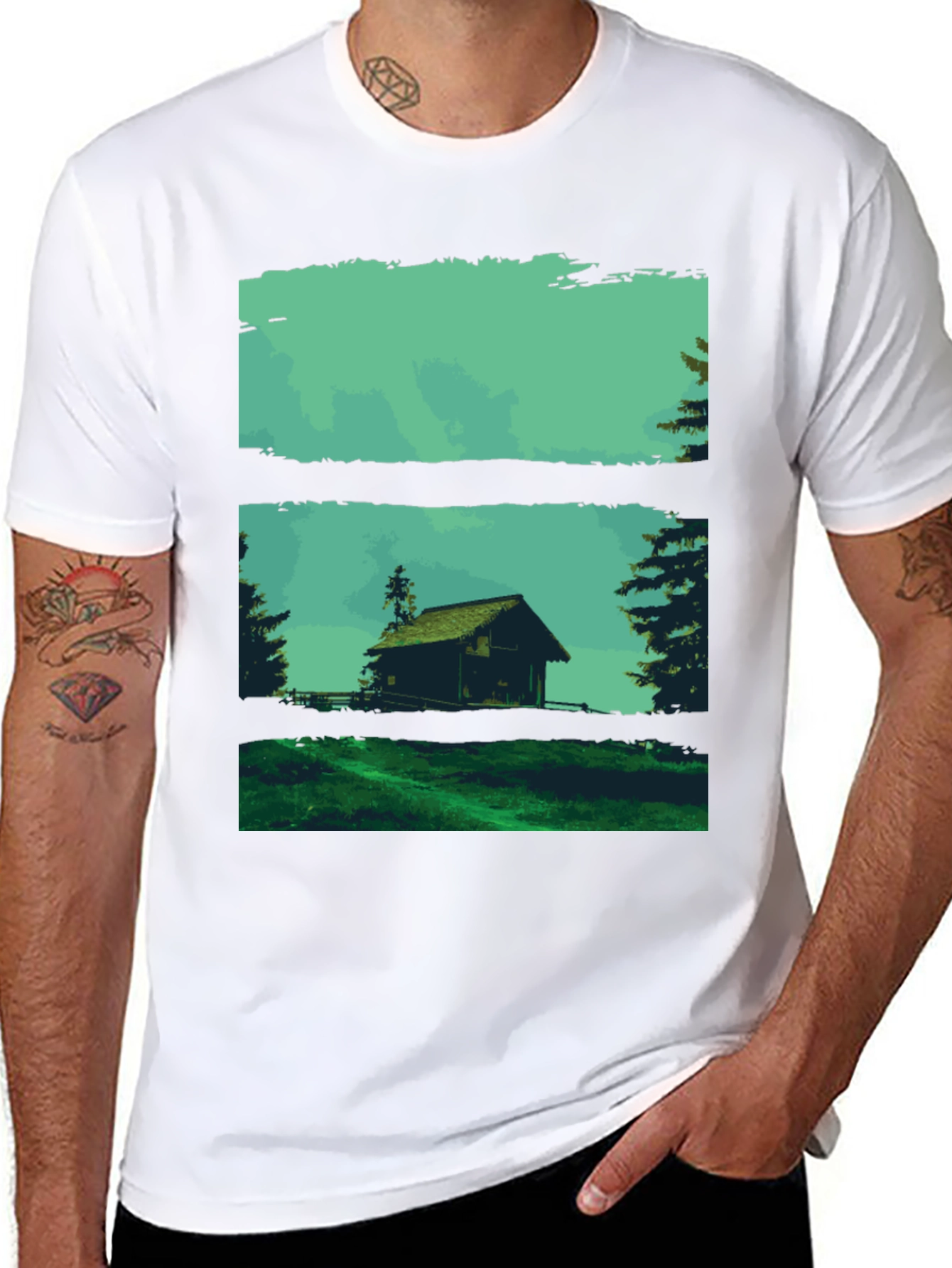 Nature Cabin Graphic Tee - Mens Black T-Shirt