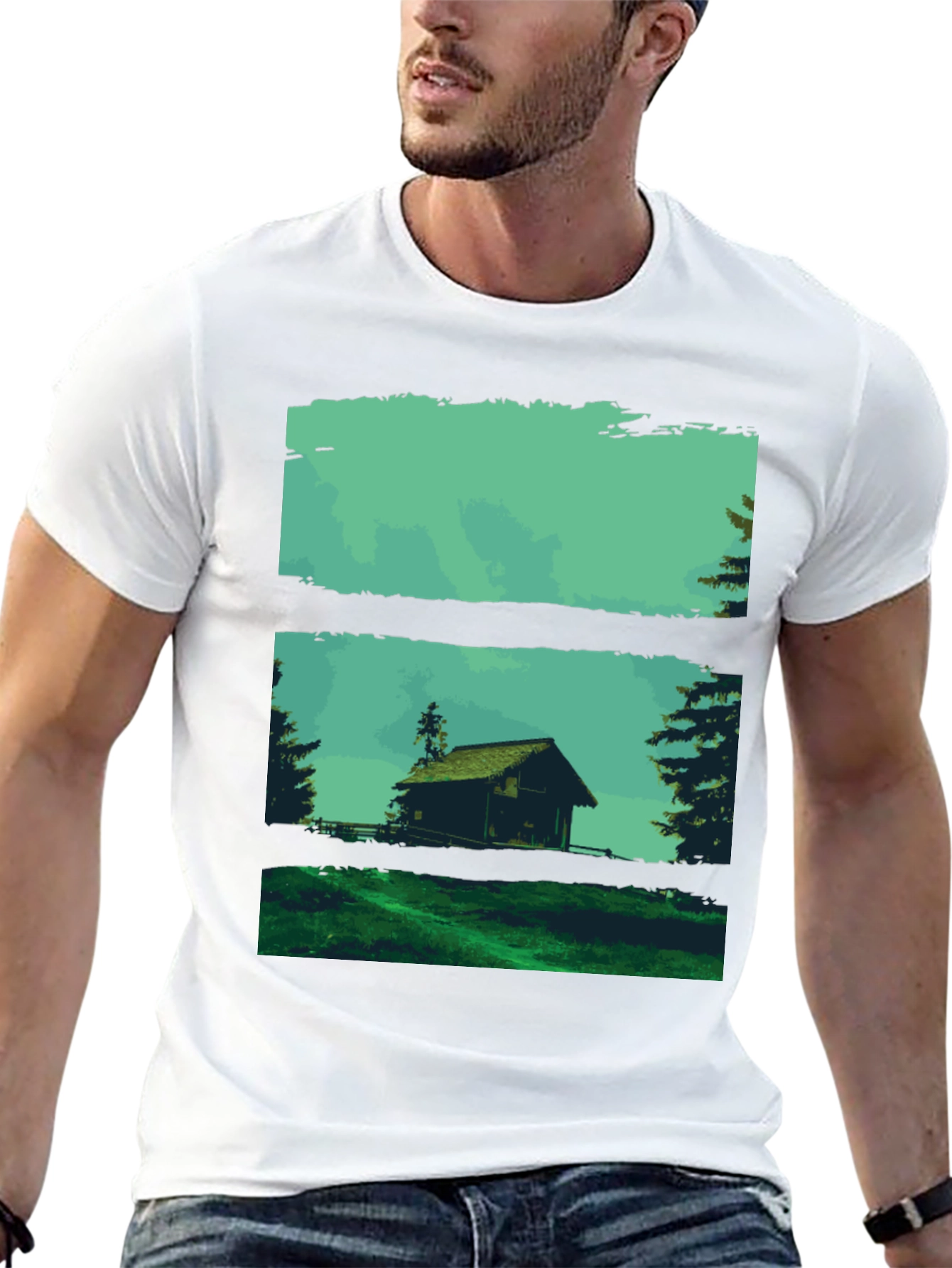Nature Cabin Graphic Tee - Mens Black T-Shirt
