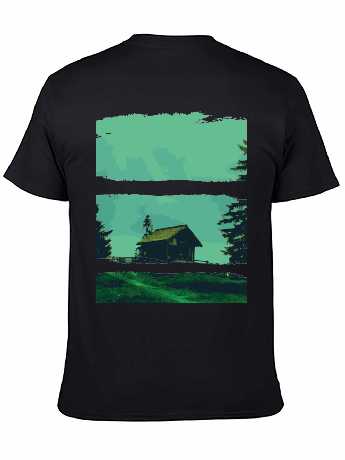 Nature Cabin Graphic Tee - Mens Black T-Shirt