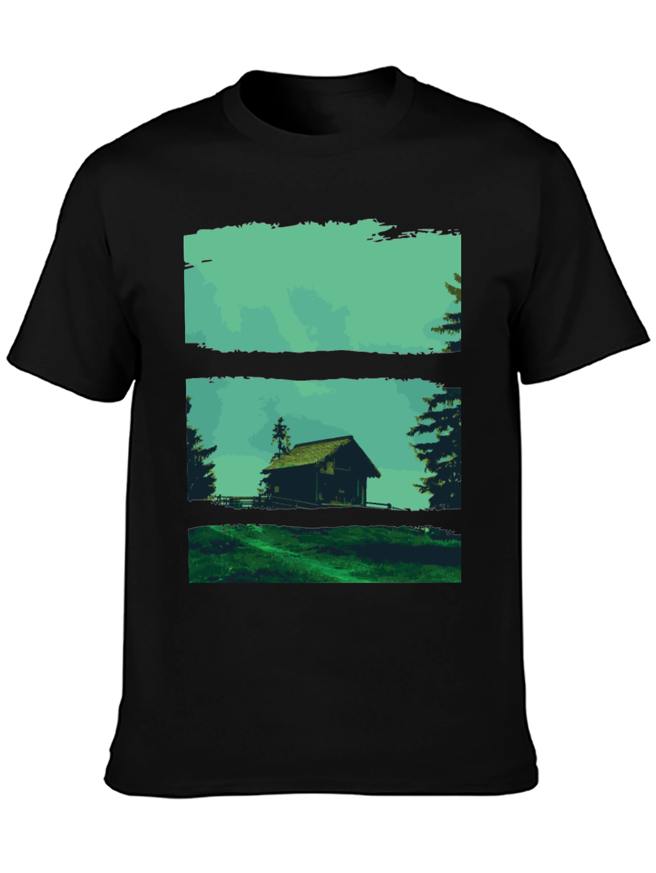 Nature Cabin Graphic Tee - Mens Black T-Shirt