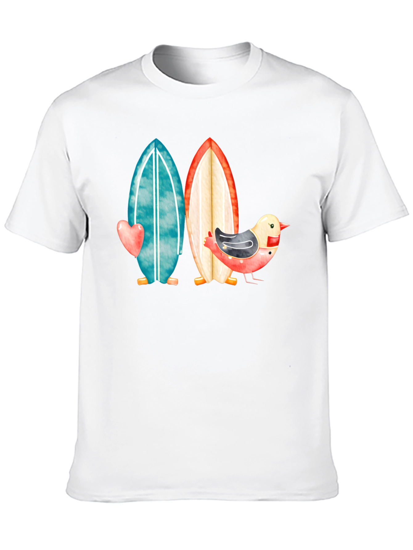 Surfboards & Bird T-Shirt - Coastal Style