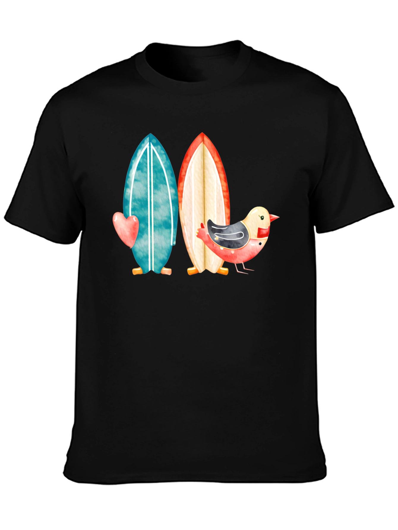 Surfboards & Bird T-Shirt - Coastal Style