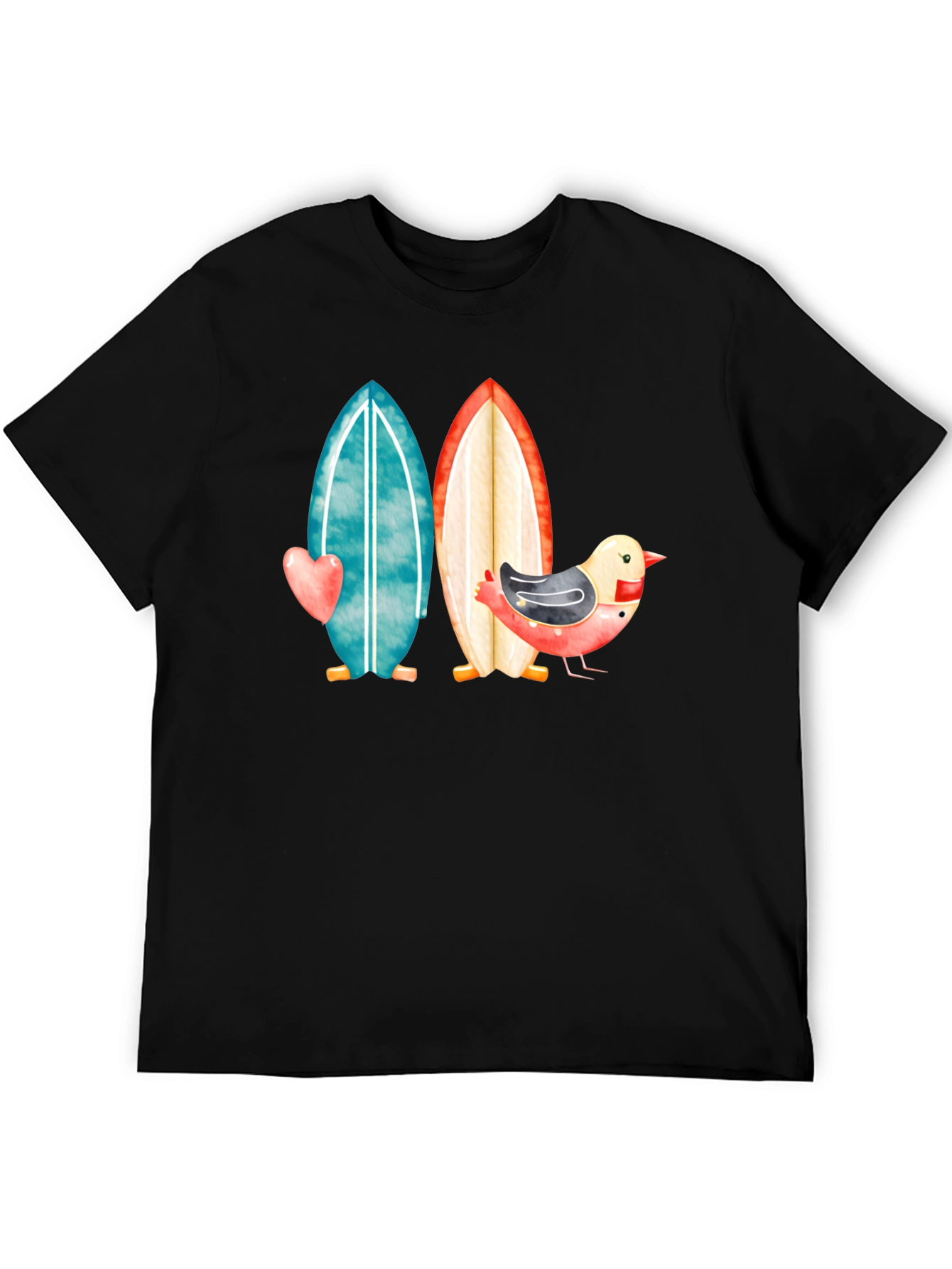 Surfboards & Bird T-Shirt - Coastal Style