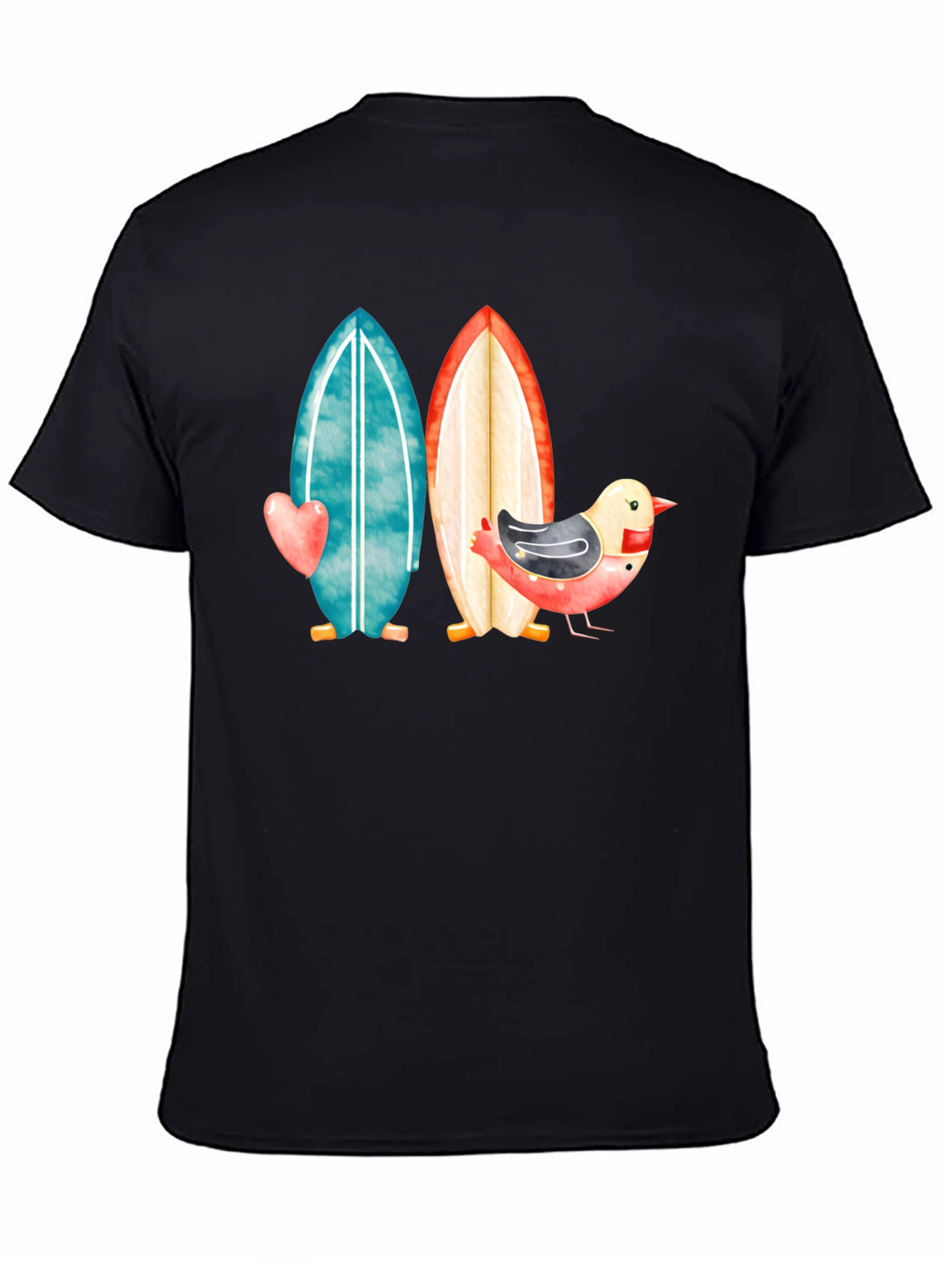 Surfboards & Bird T-Shirt - Coastal Style