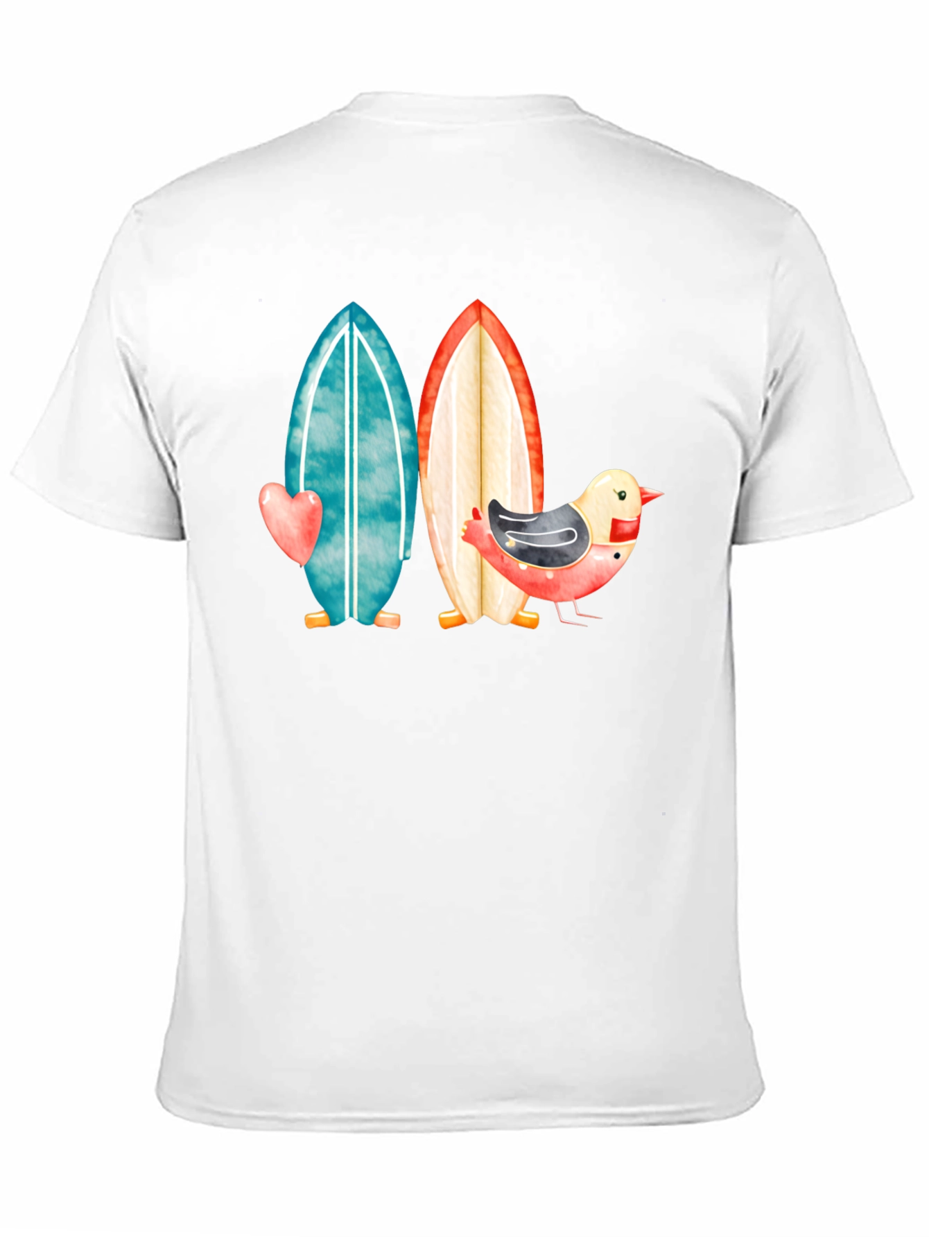 Surfboards & Bird T-Shirt - Coastal Style