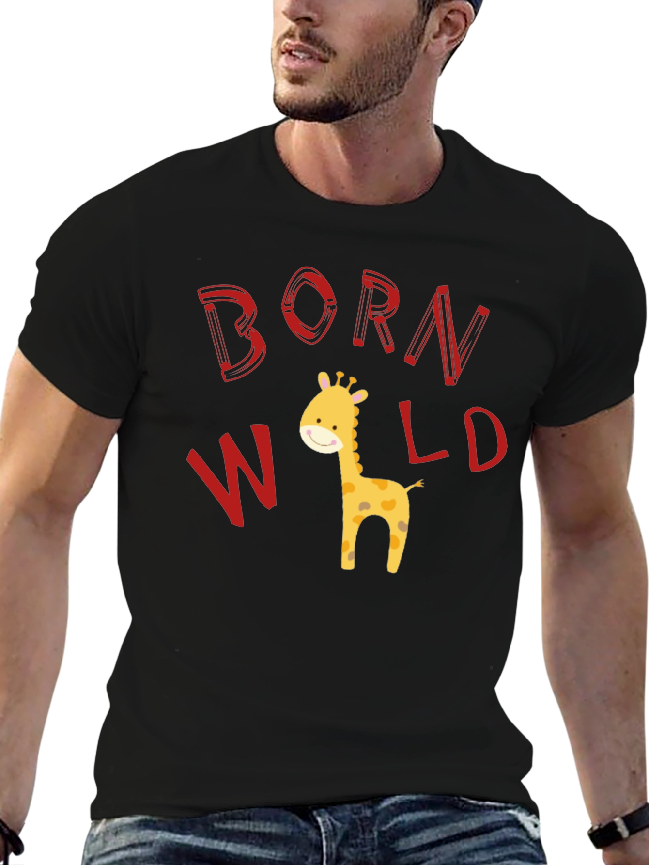 Born Wild Giraffe Graphic T-Shirt