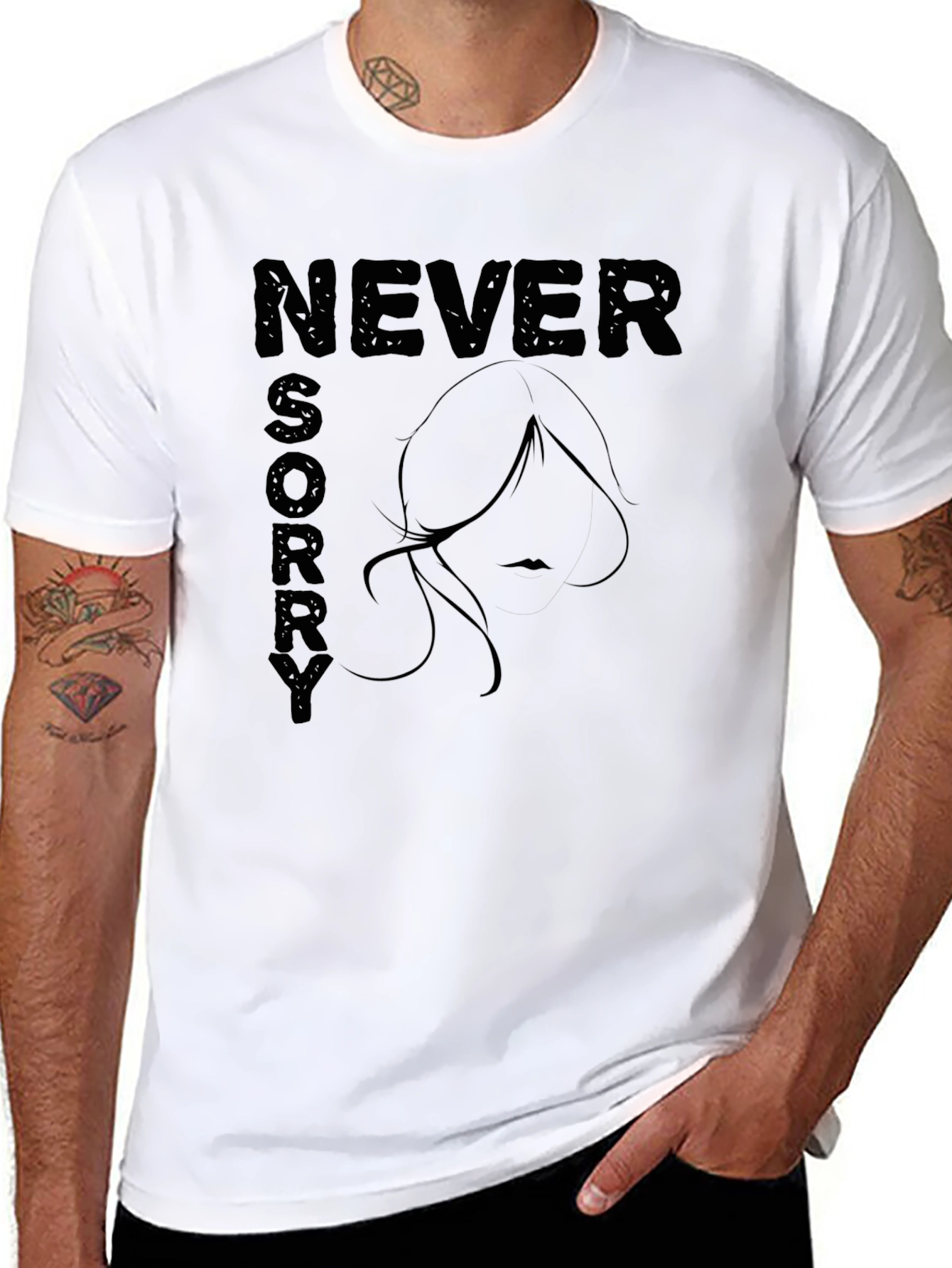Never Sorry Graphic Tee - Black T-Shirt