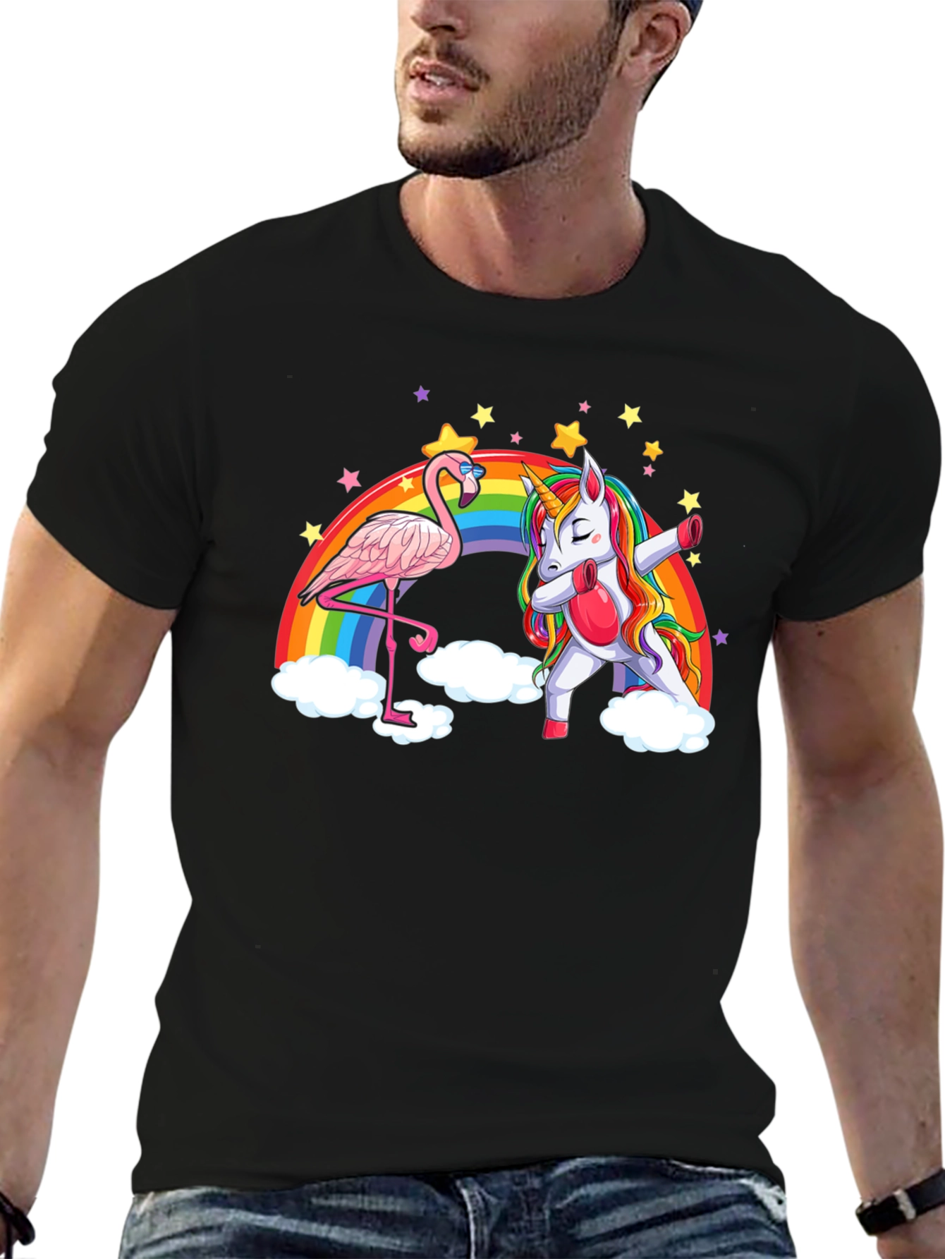 Flamingo and Unicorn Rainbow T-Shirt
