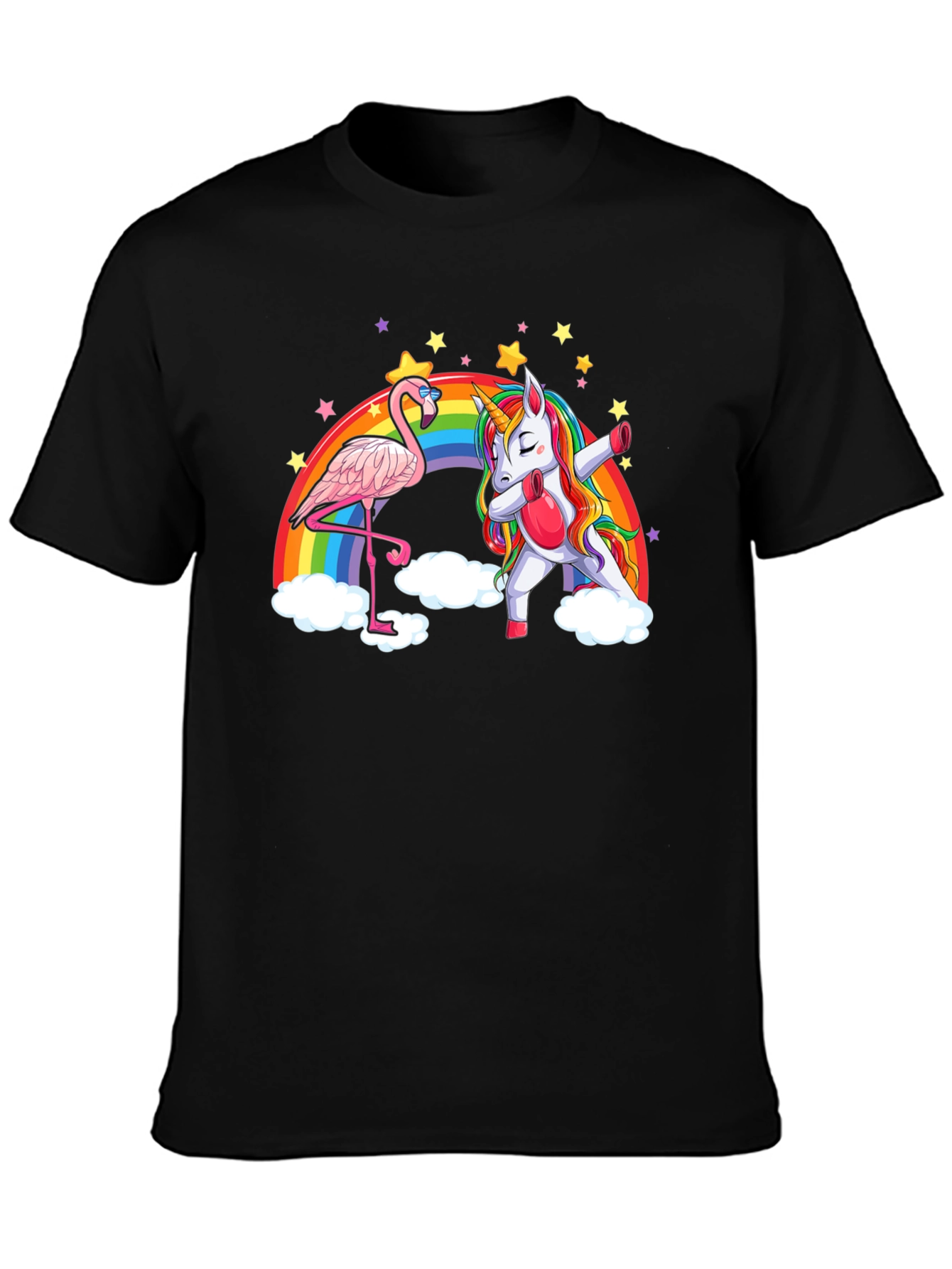 Flamingo and Unicorn Rainbow T-Shirt