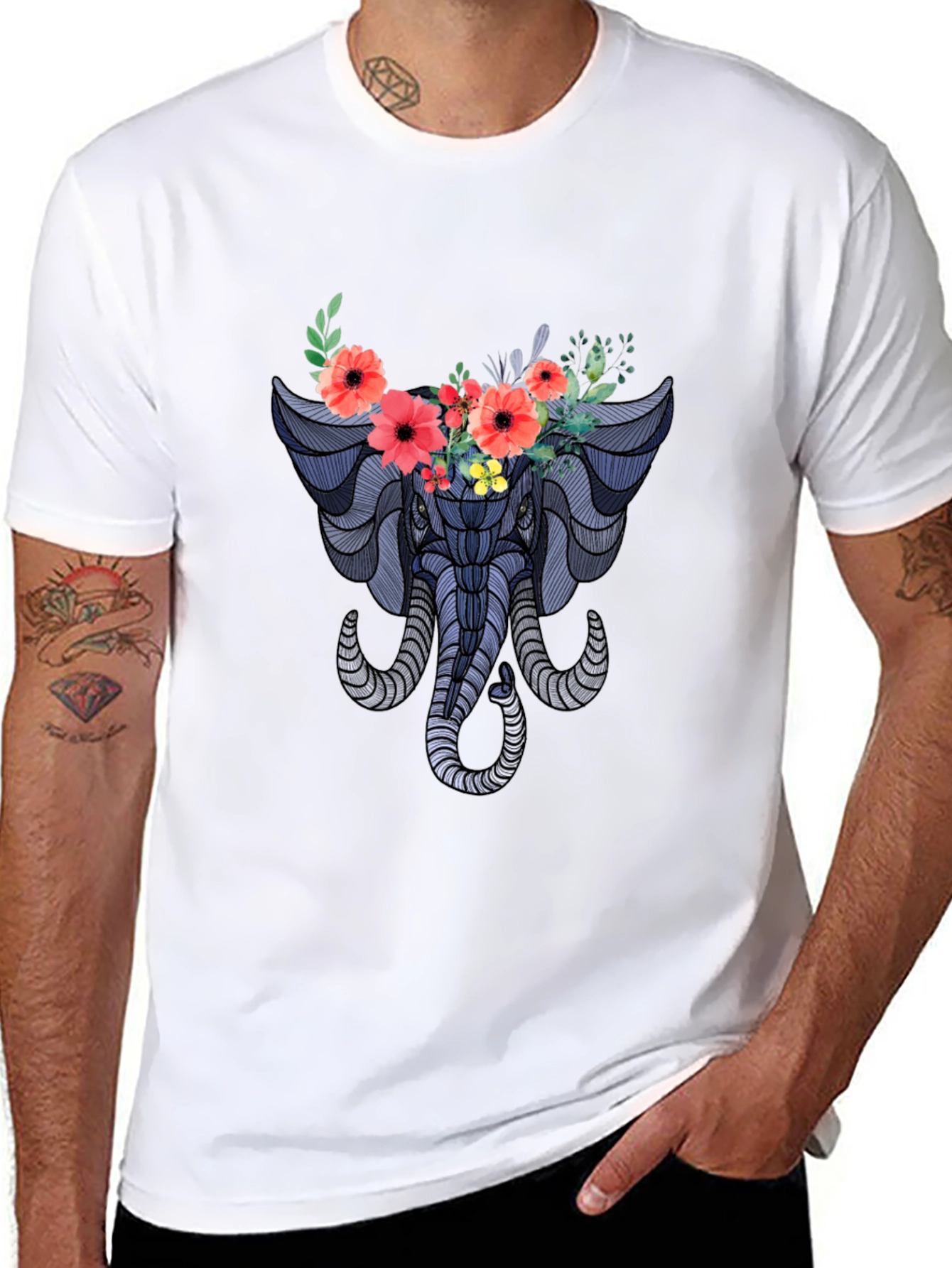 Floral Elephant Graphic T-Shirt