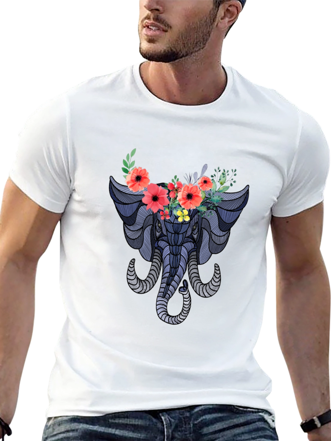 Floral Elephant Graphic T-Shirt
