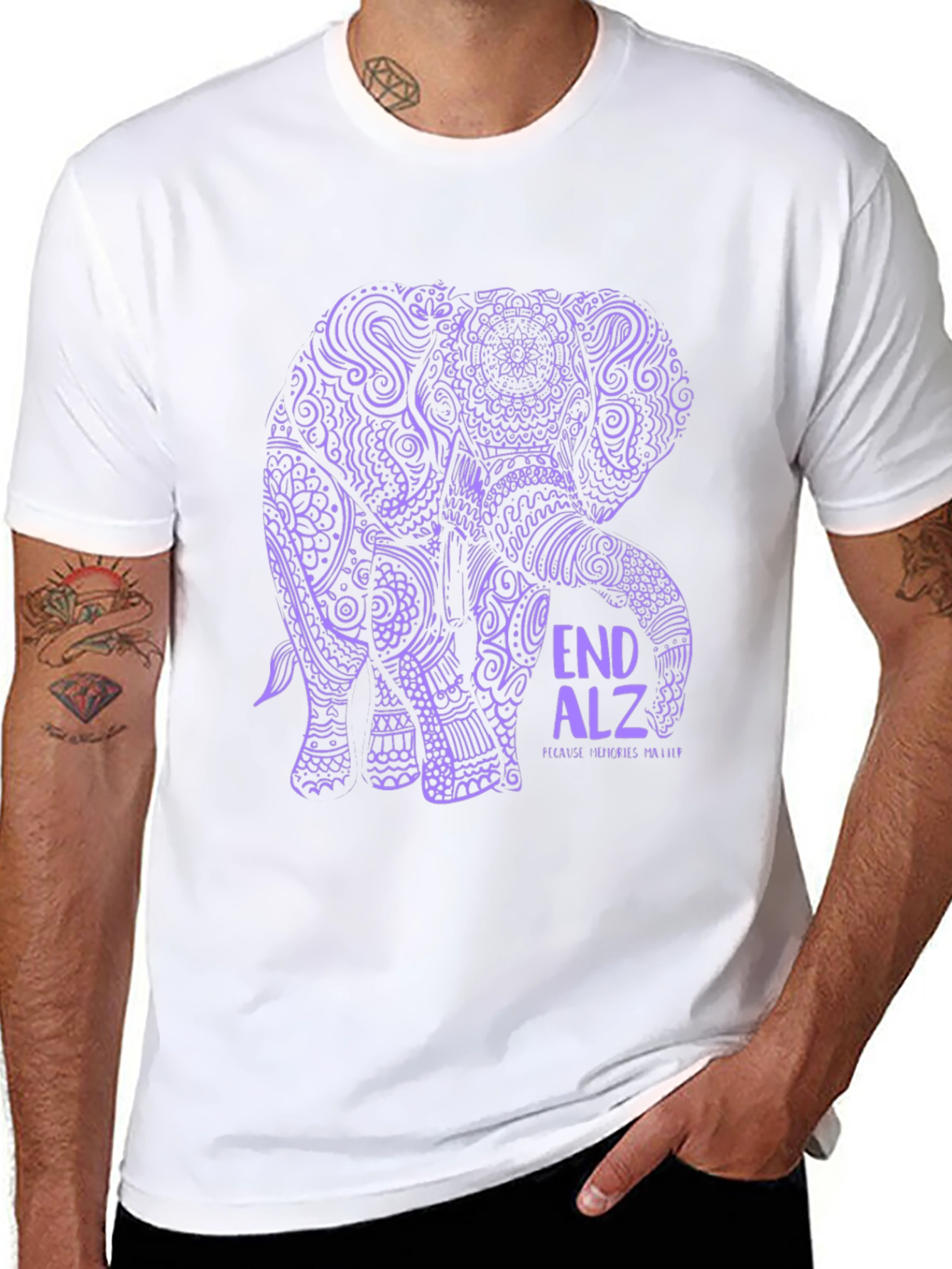 Elephant Alzheimers Awareness Graphic T-Shirt