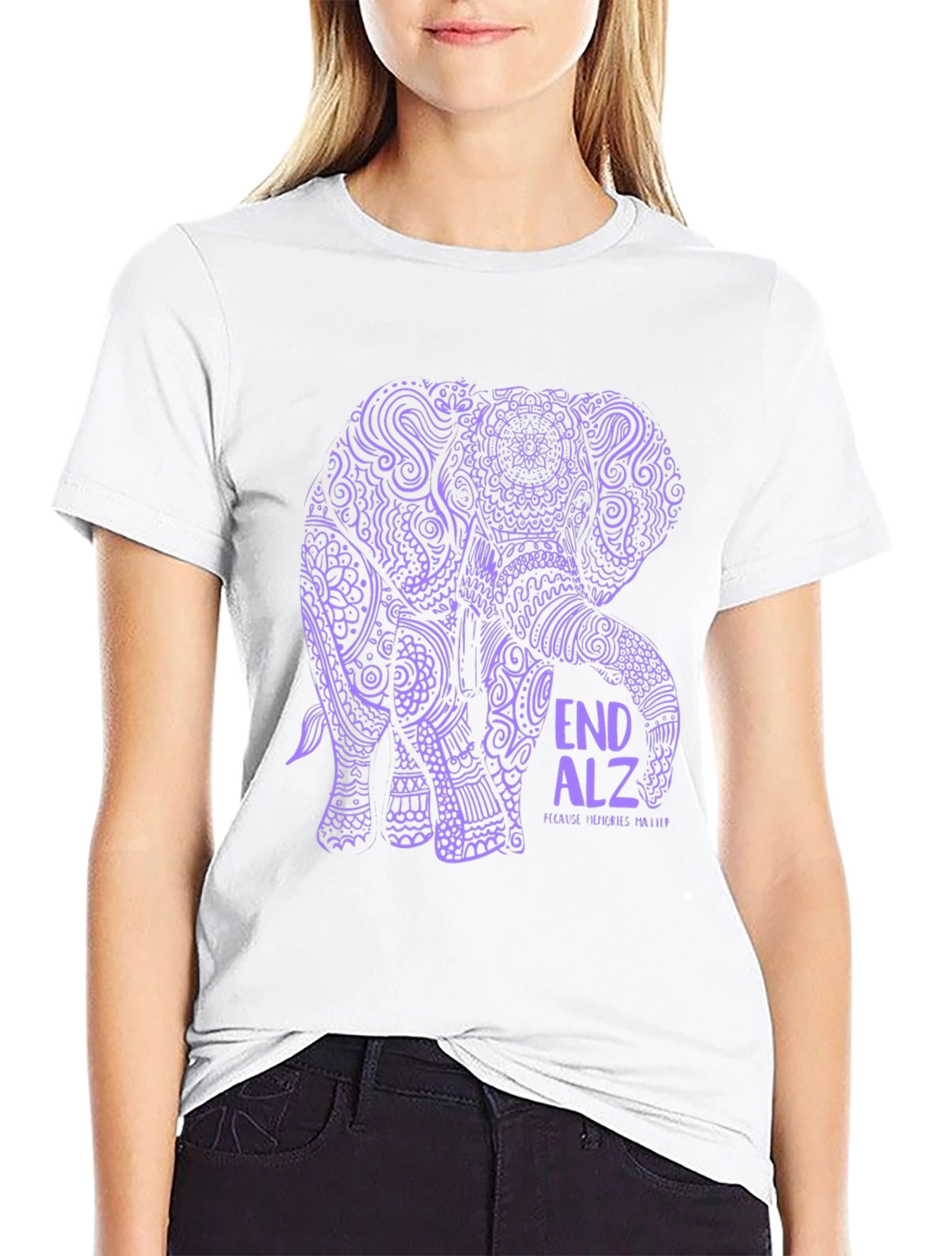 Elephant Alzheimers Awareness Graphic T-Shirt