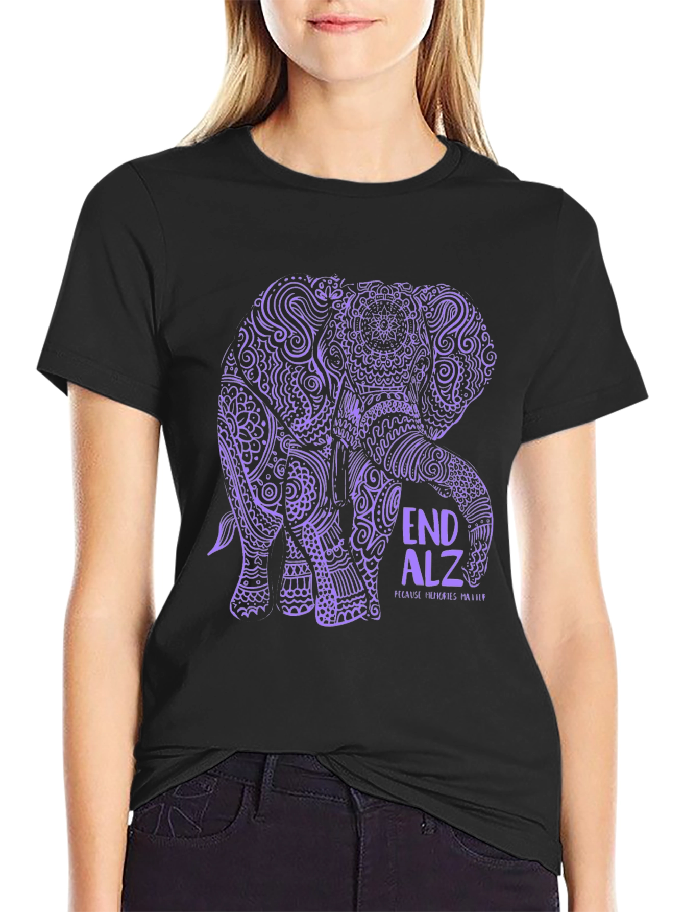 Elephant Alzheimers Awareness Graphic T-Shirt